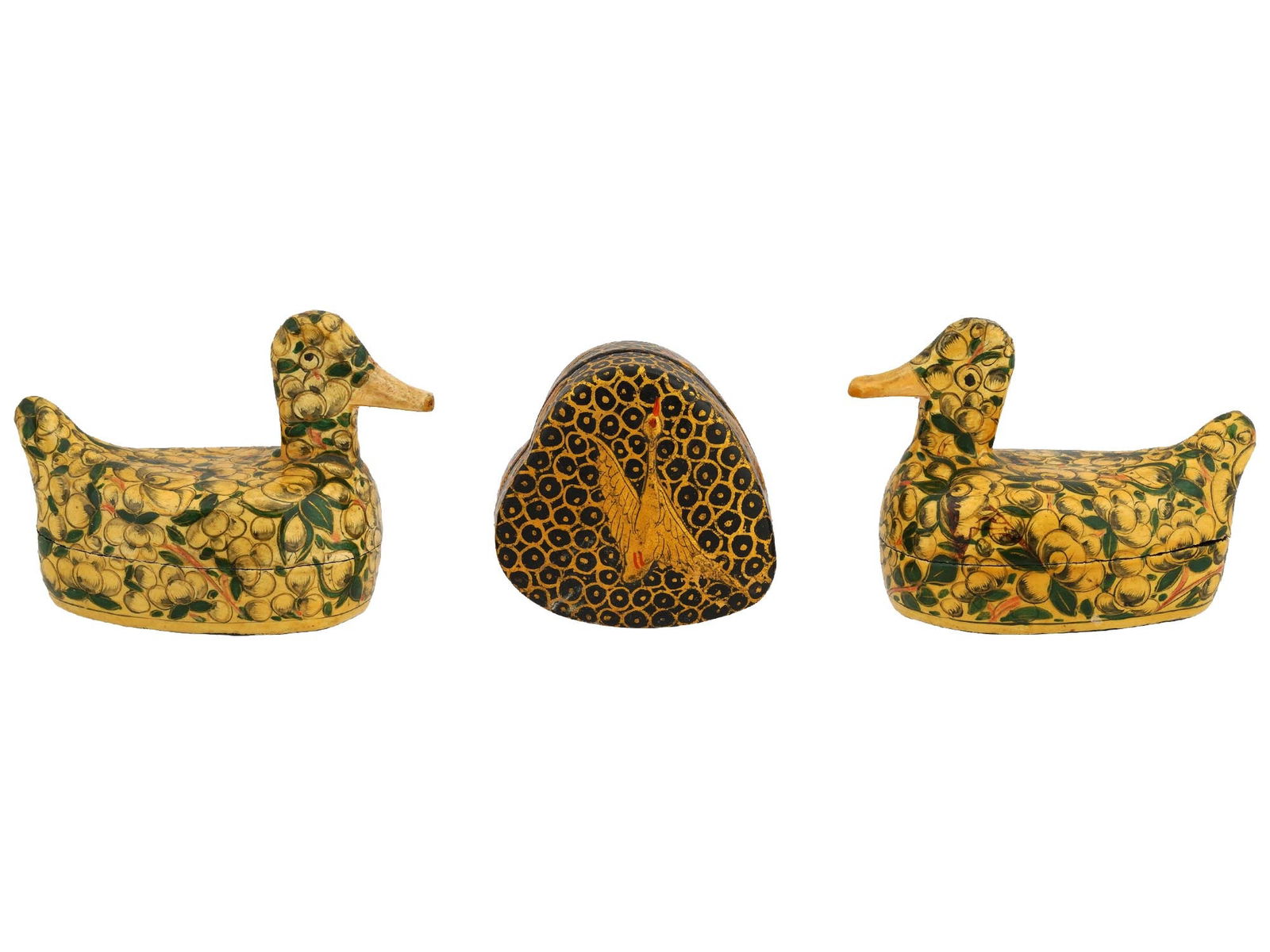 CARVED WOODEN HAND PAINTED DUCK TRINKET JEWELRY BOXES (1 of 7)