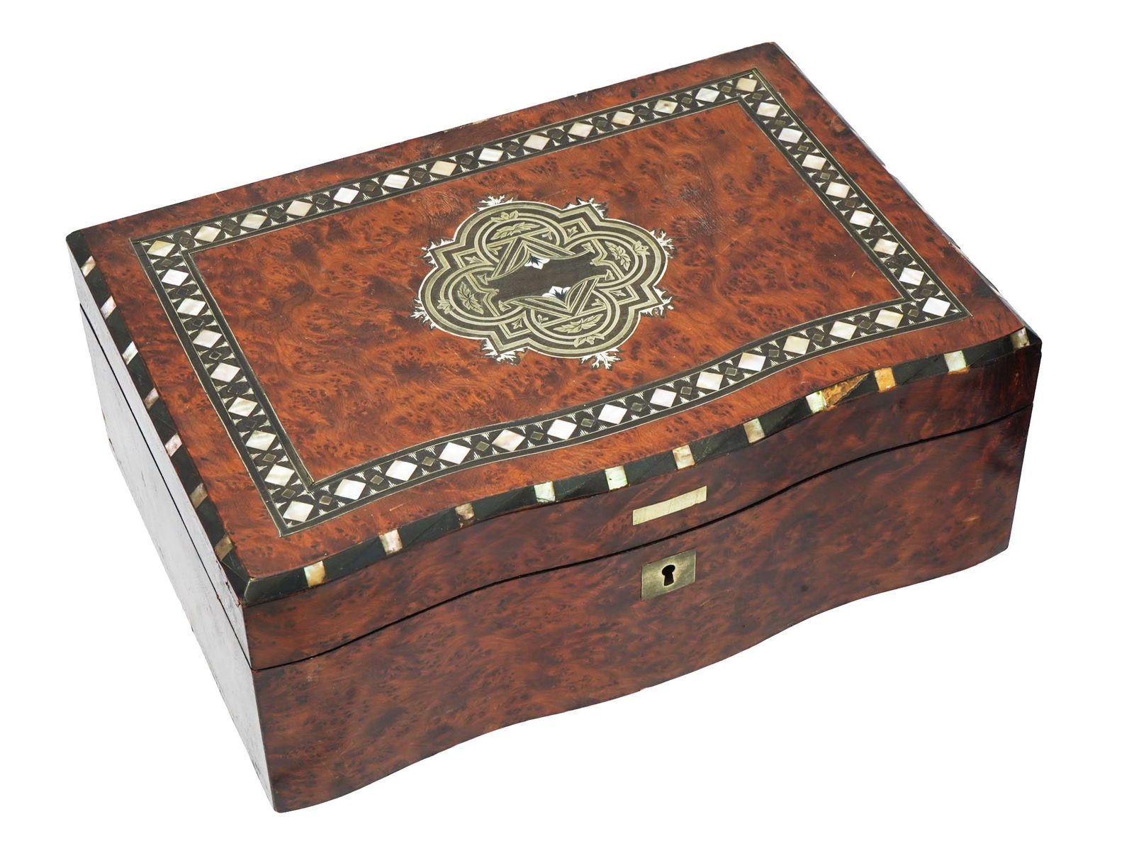 WOODEN TRINKET BOX WITH MOTHER OF PEAR INLAID DECOR (1 of 10)