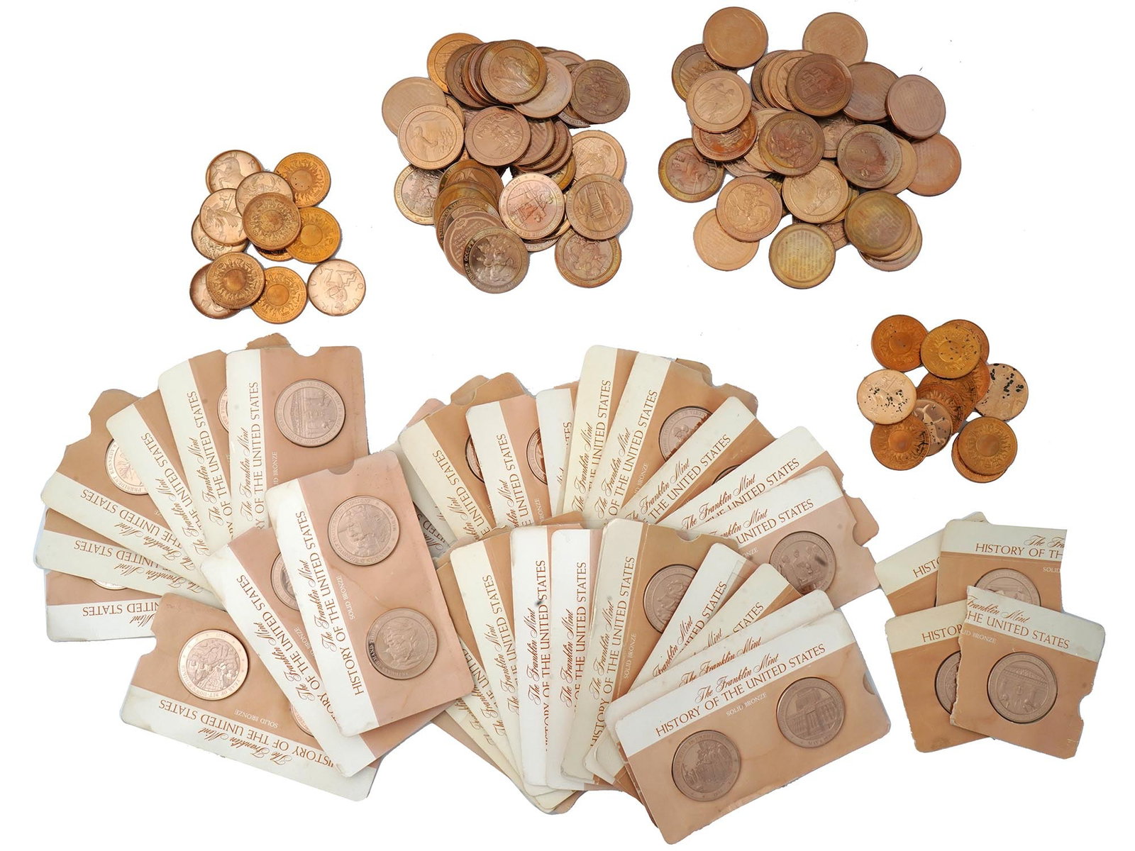 AMERICAN COLLECTION OF BRONZE FRANKLIN MINT COINS (1 of 17)