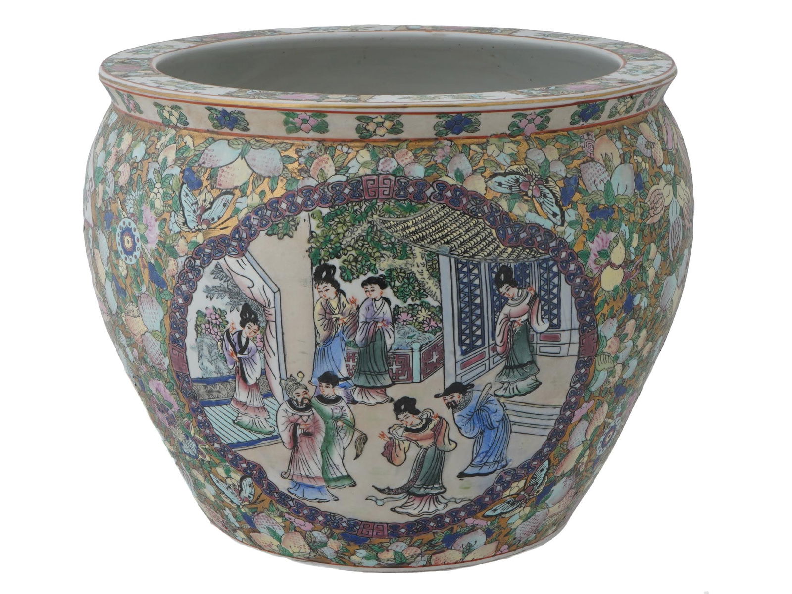 ANTIQUE CHINESE PORCELAIN URN W FIGURES AND FLOWERS (1 of 7)