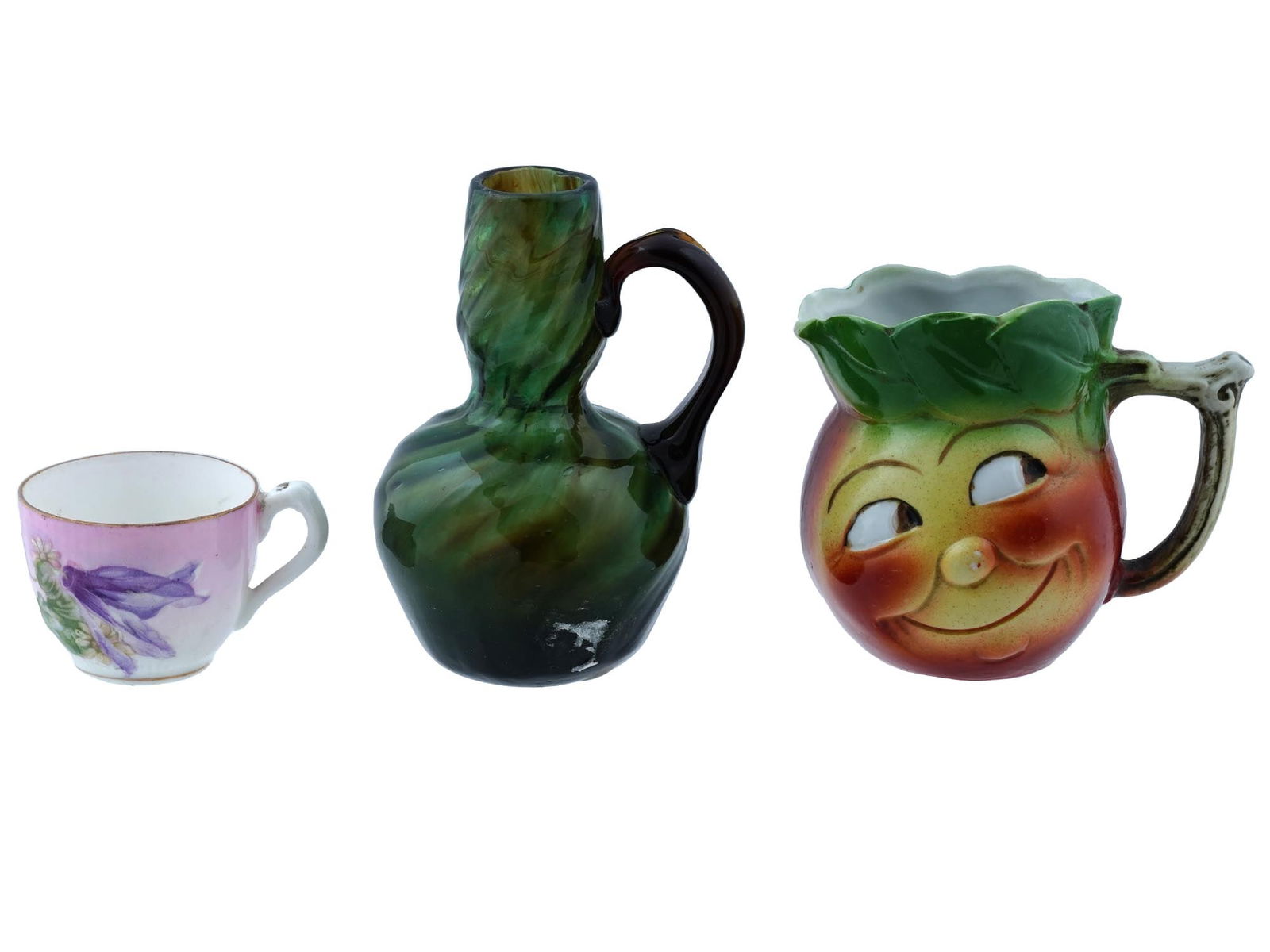 VINTAGE PORCELAIN CERAMIC CUPS AND GLASS VASE (1 of 8)