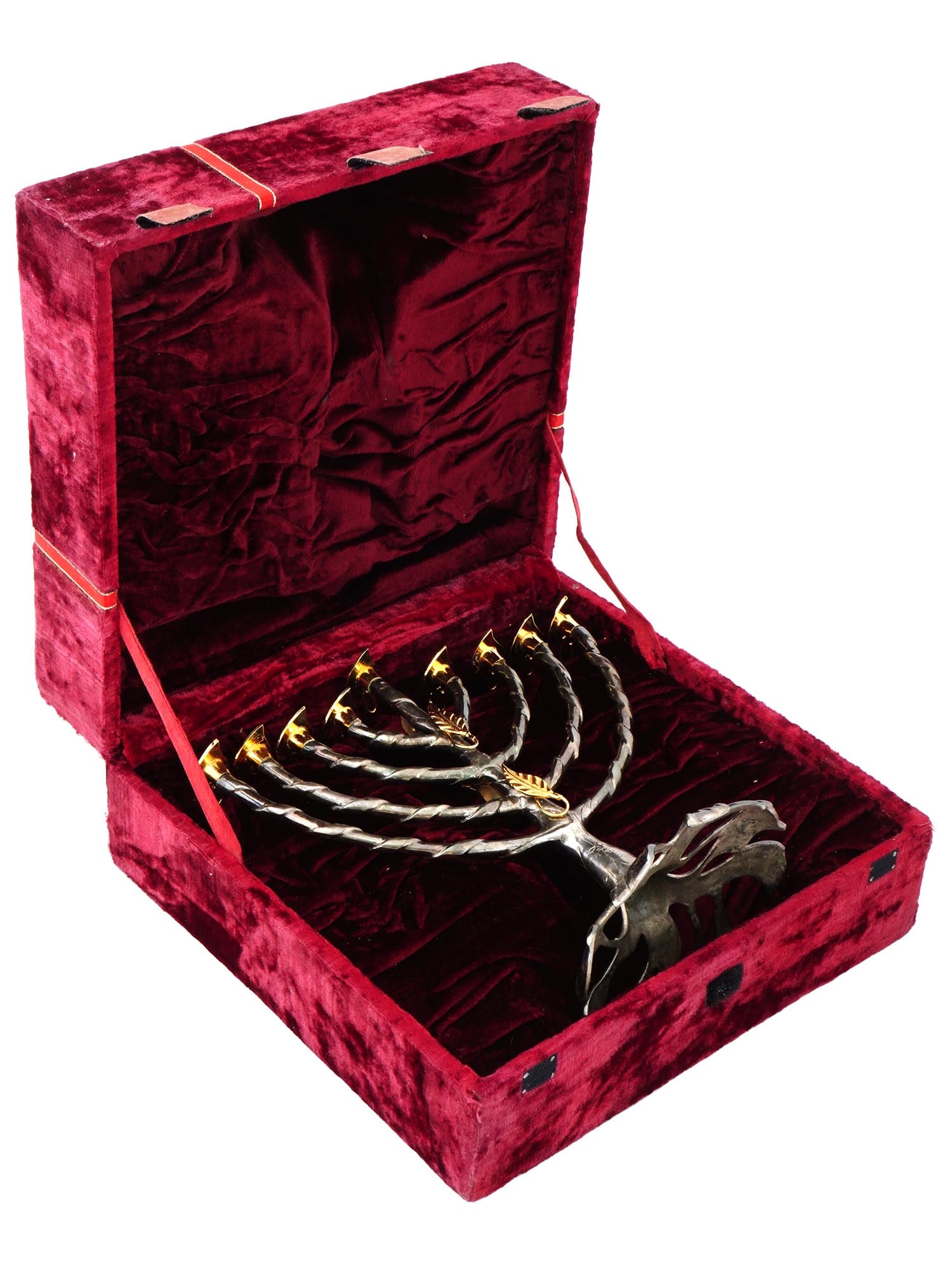 VINTAGE JUDAICA SILVER PLATED MENORAH SIGNED IOB (1 of 9)