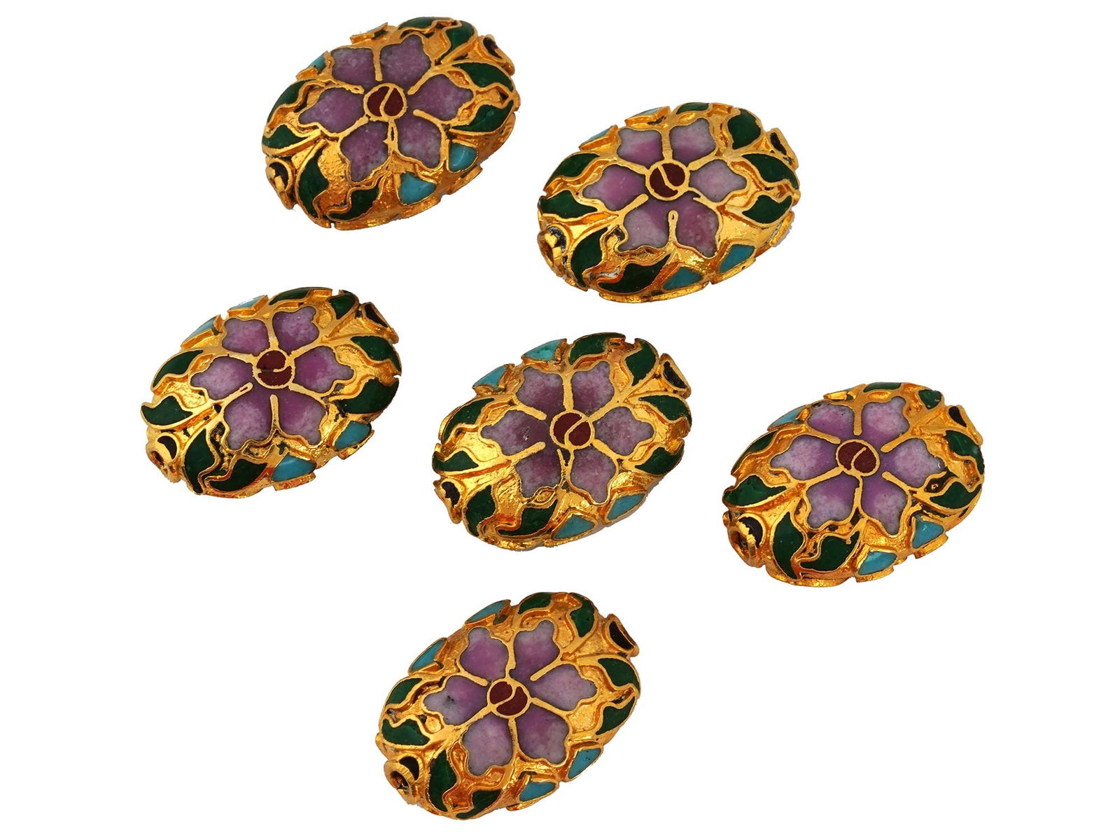 COLLECTION OF CHINESE FLORAL CLOISONNE ENAMEL BEADS (1 of 6)