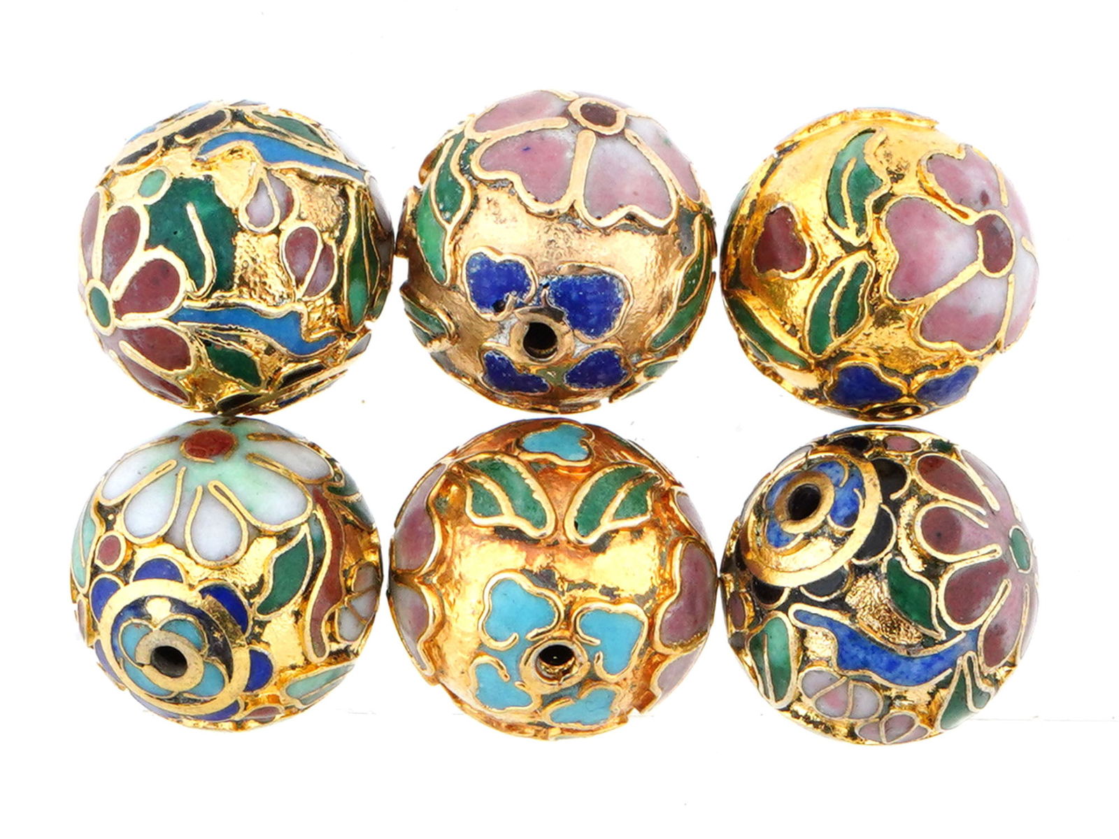 COLLECTION OF CHINESE FLORAL CLOISONNE ENAMEL BEADS (1 of 2)