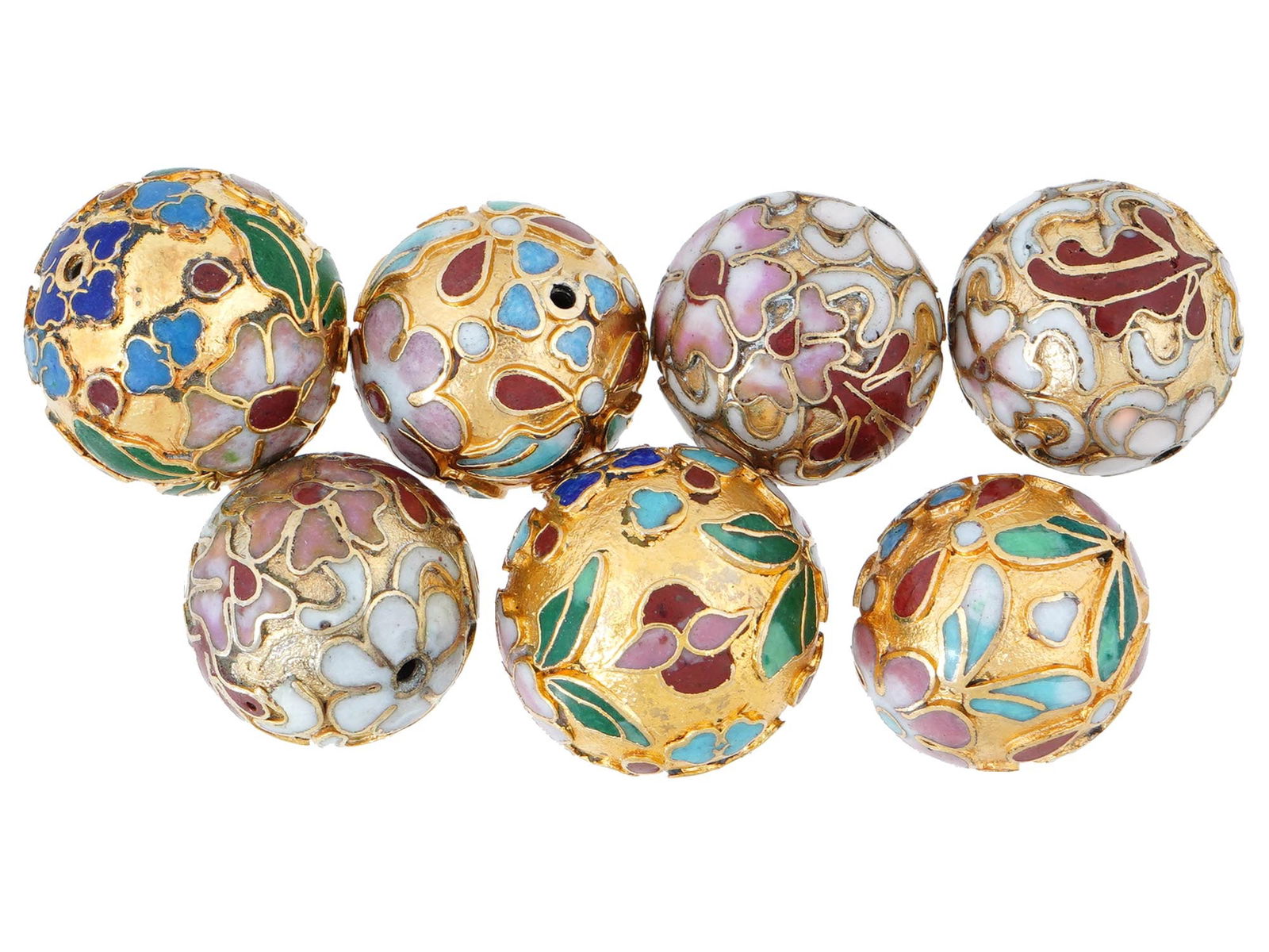 COLLECTION OF SEVEN CHINESE CLOISONNE ENAMEL BEADS (1 of 2)
