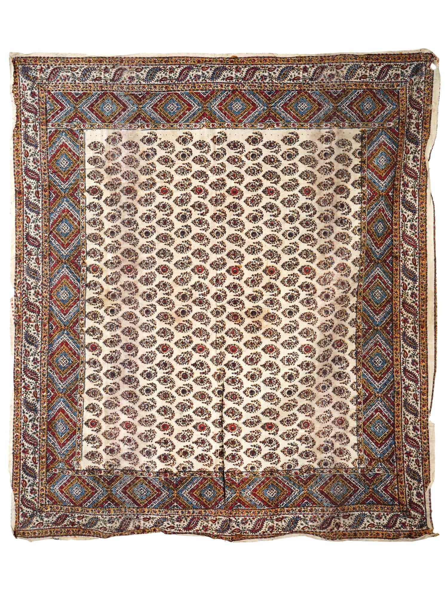 ANTIQUE 19TH C PERSIAN KALAMKARI TEXTILE (1 of 4)