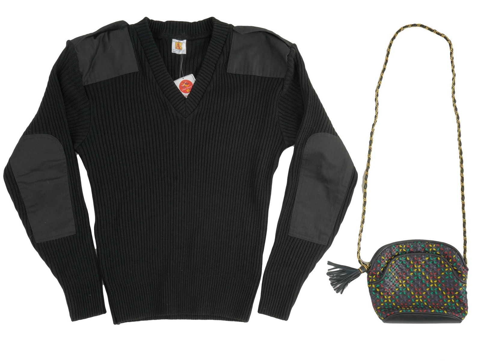 VINTAGE SADDLE RIVER BLACK WOMENS BAG AND MENS SWEATER (1 of 5)