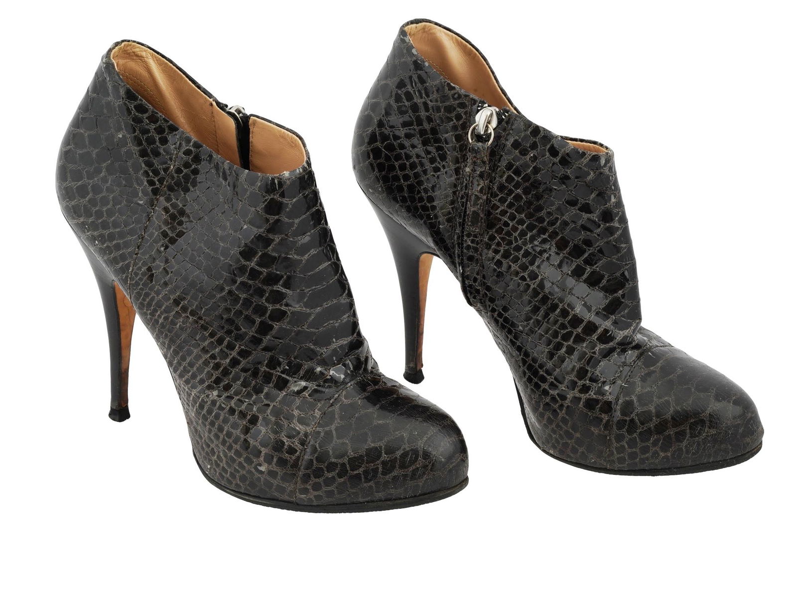 GIUSEPPE ZANOTTI BLACK PYTHON LEATHER ANKLE BOOTS (1 of 13)