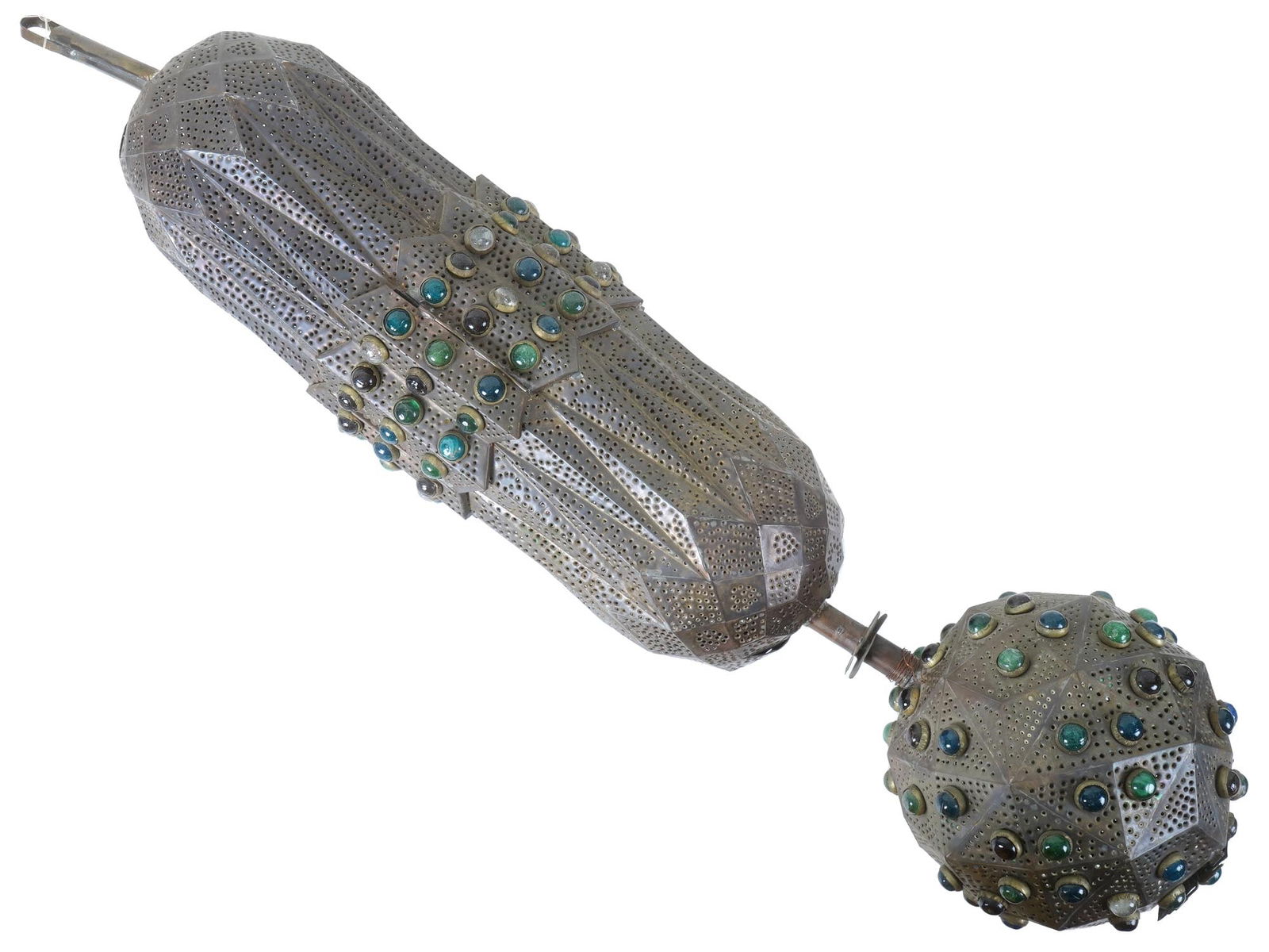 VINTAGE ORIENTAL PIERCED BRASS CEILING LAMP (1 of 9)