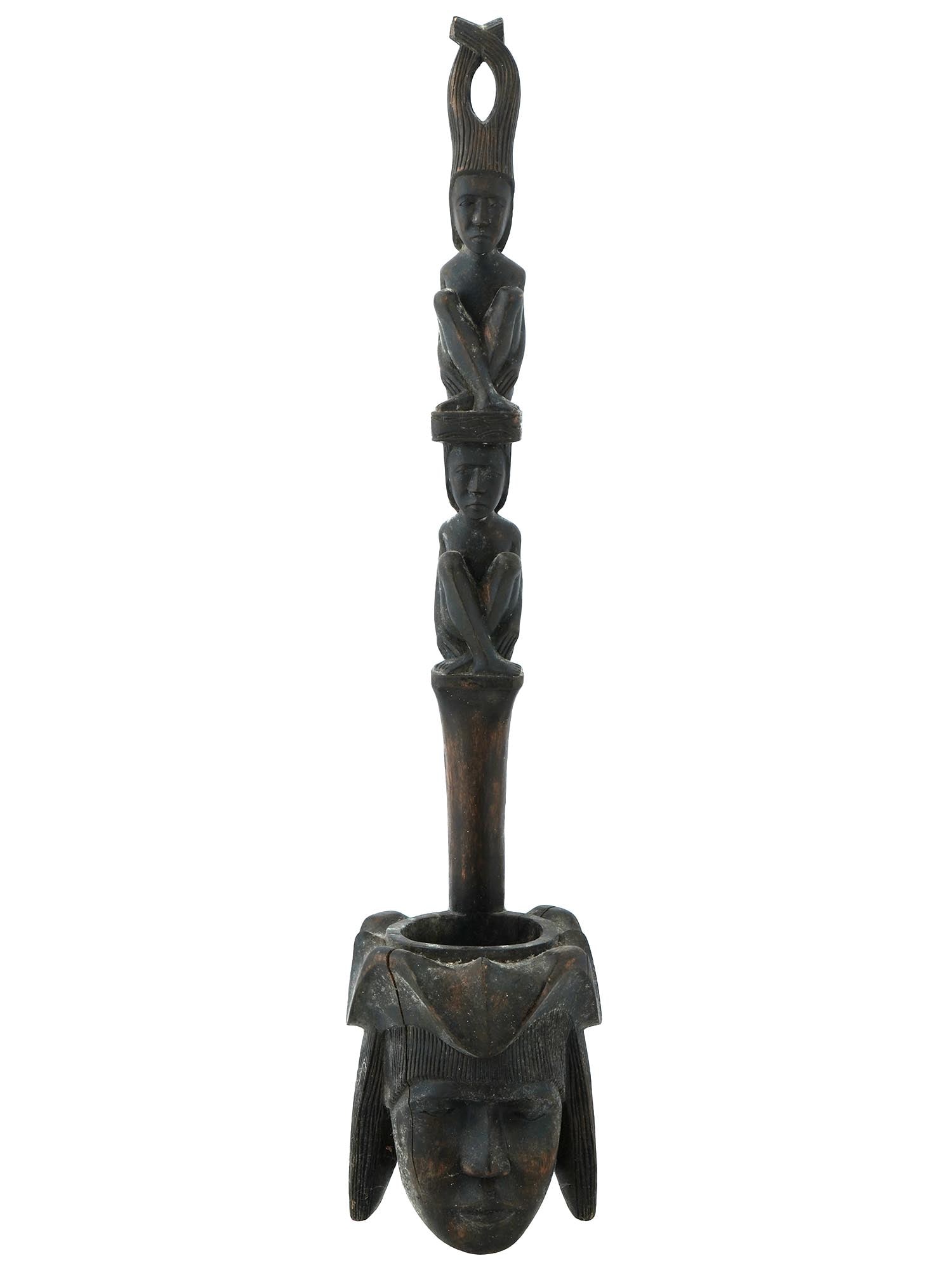 PHILIPPINE HAND CARVED WOOD TOTEM CANDLE HOLDER (1 of 8)