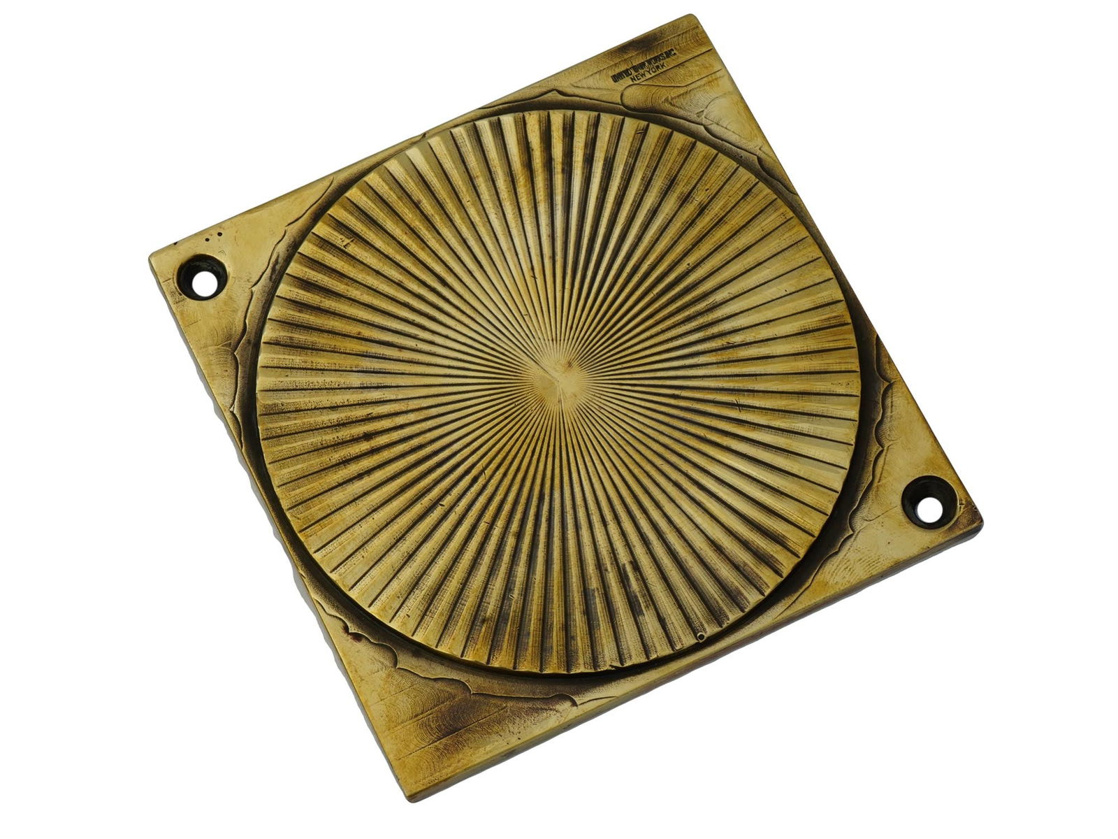 AMERICAN ART DECO MANNER GILT BRONZE PLAQUE MARKED (1 of 6)