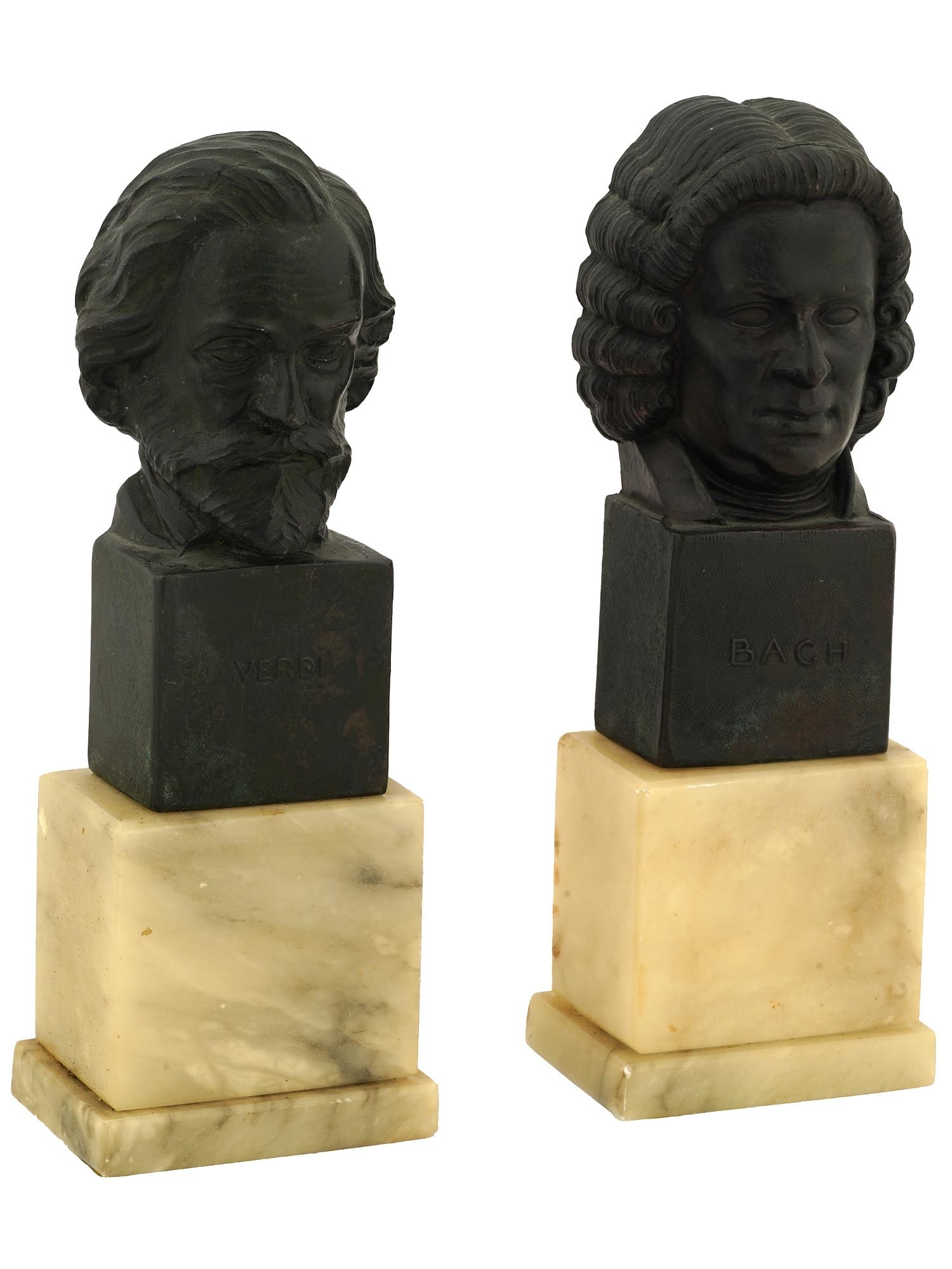 VINTAGE ITALIAN BRONZE AND MARBLE BUST BOOK ENDS (1 of 9)