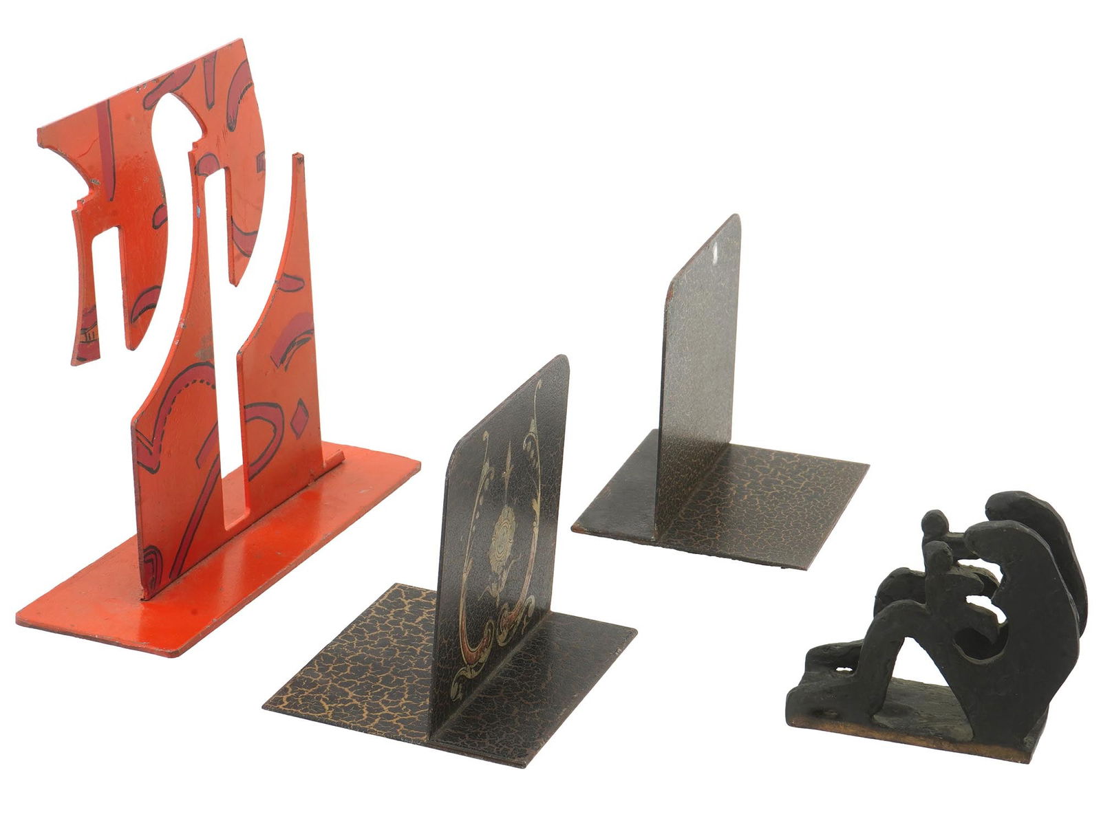 VINTAGE DESIGNER METAL AND CAST IRON BOOK ENDS (1 of 9)