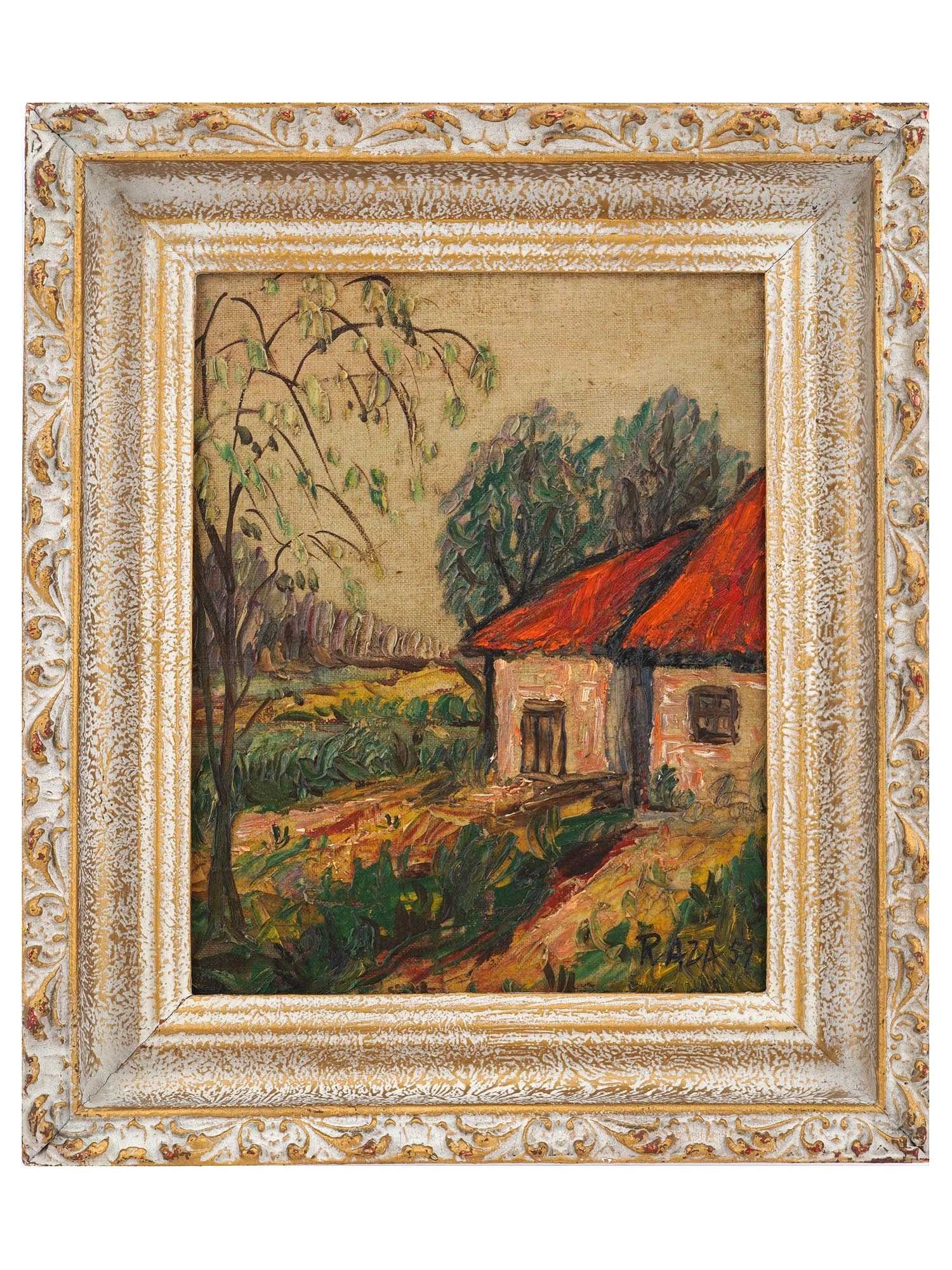 SAYED HAIDER RAZA INDIAN LANDSCAPE OIL PAINTING (1 of 4)