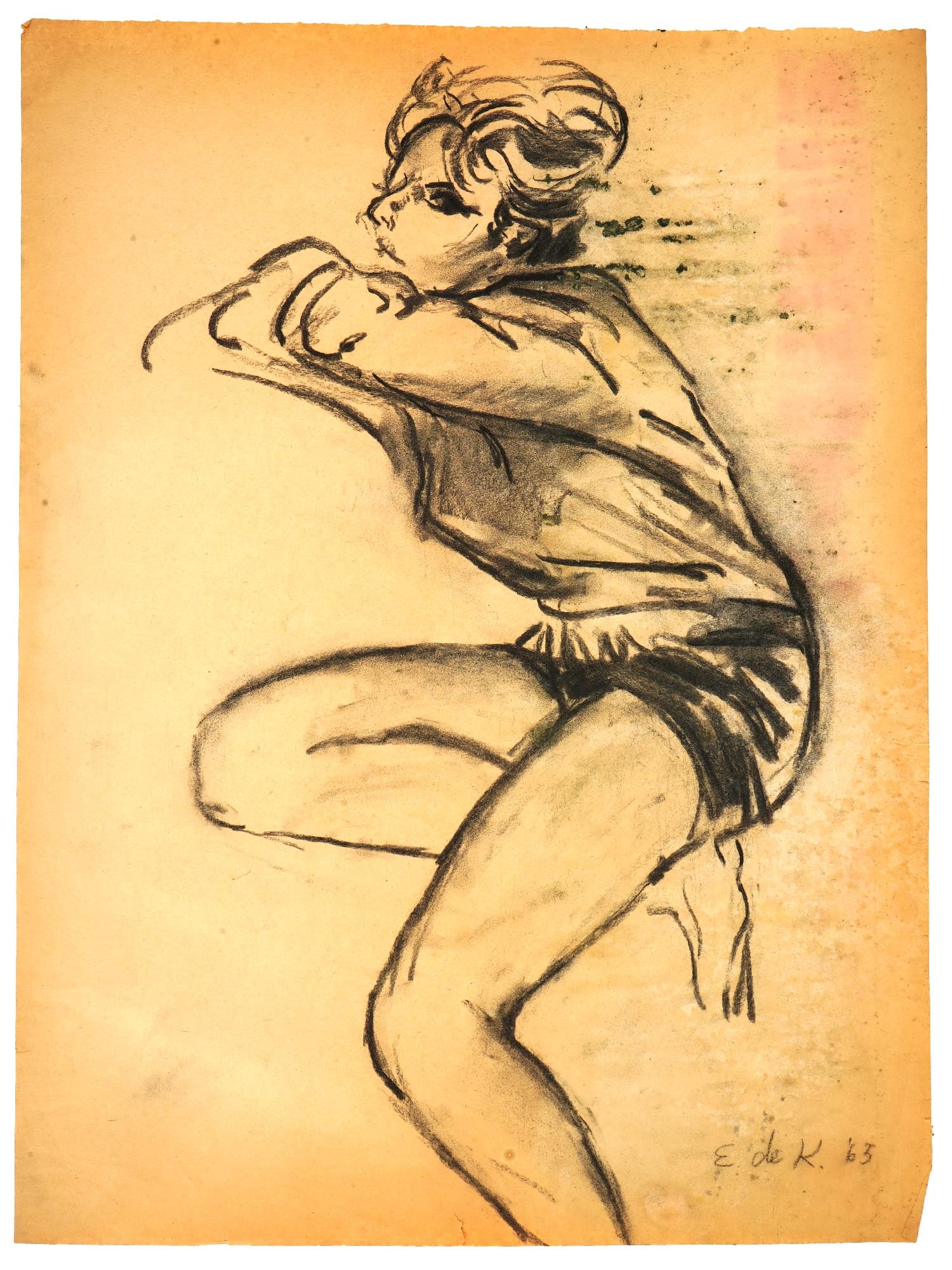ATTRIBUTED TO ELAINE DE KOONING CHARCOAL PAINTING (1 of 5)