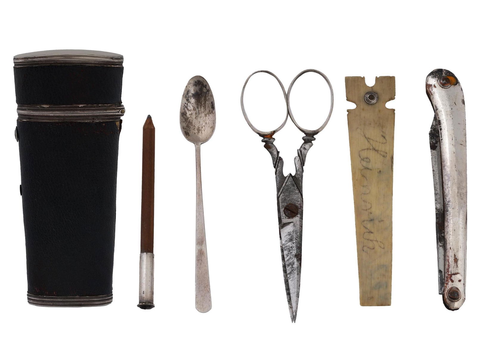 ANTIQUE SHAGREEN AND STERLING SILVER VANITY CASE (1 of 12)