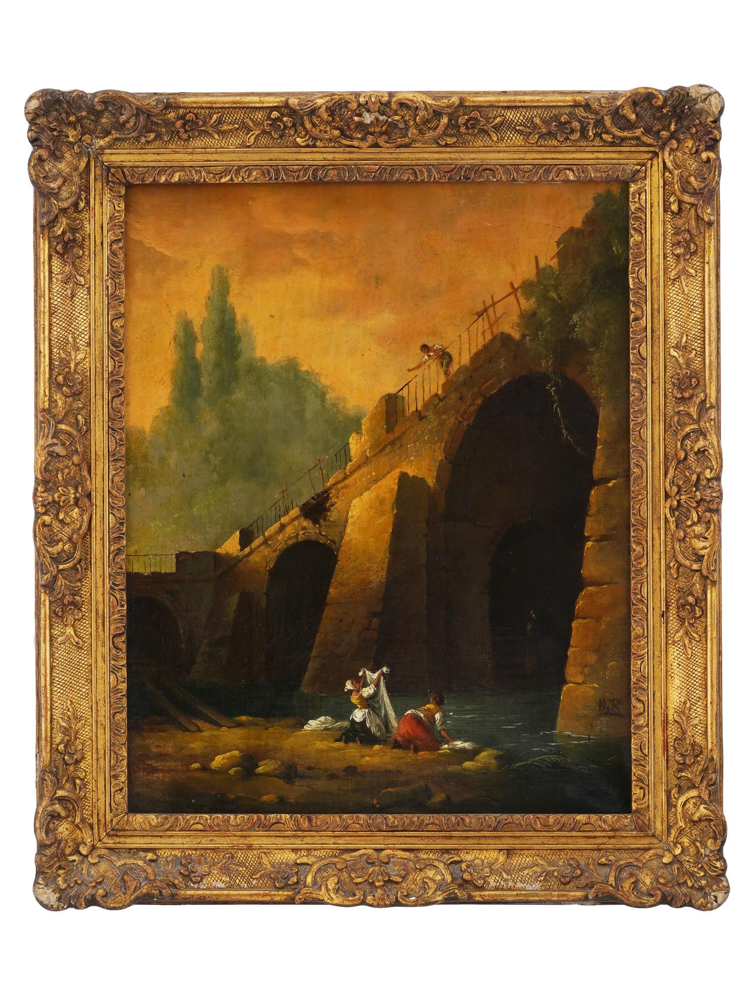 ATTR HUBERT ROBERT ANTIQUE FRENCH OIL PAINTING (1 of 5)