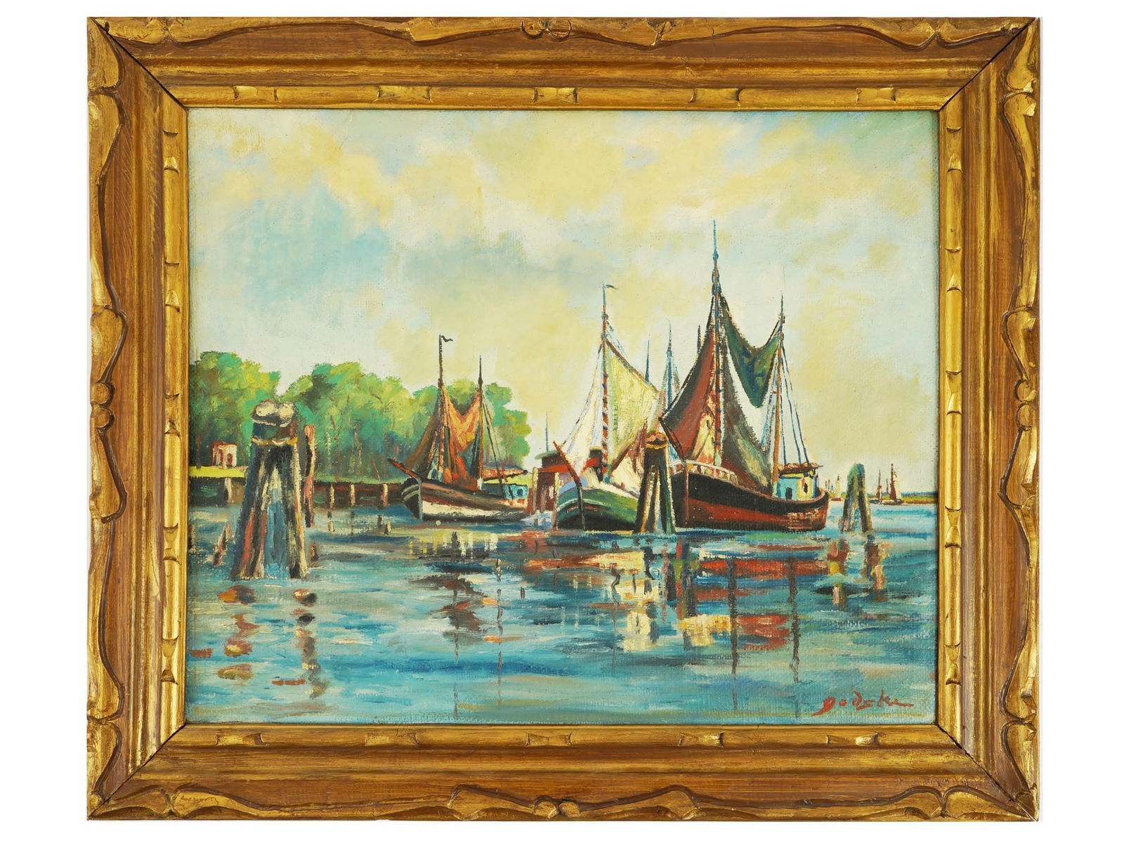 MID CENTURY MARINE SCENE PAINTING SIGNED GODSKE (1 of 4)