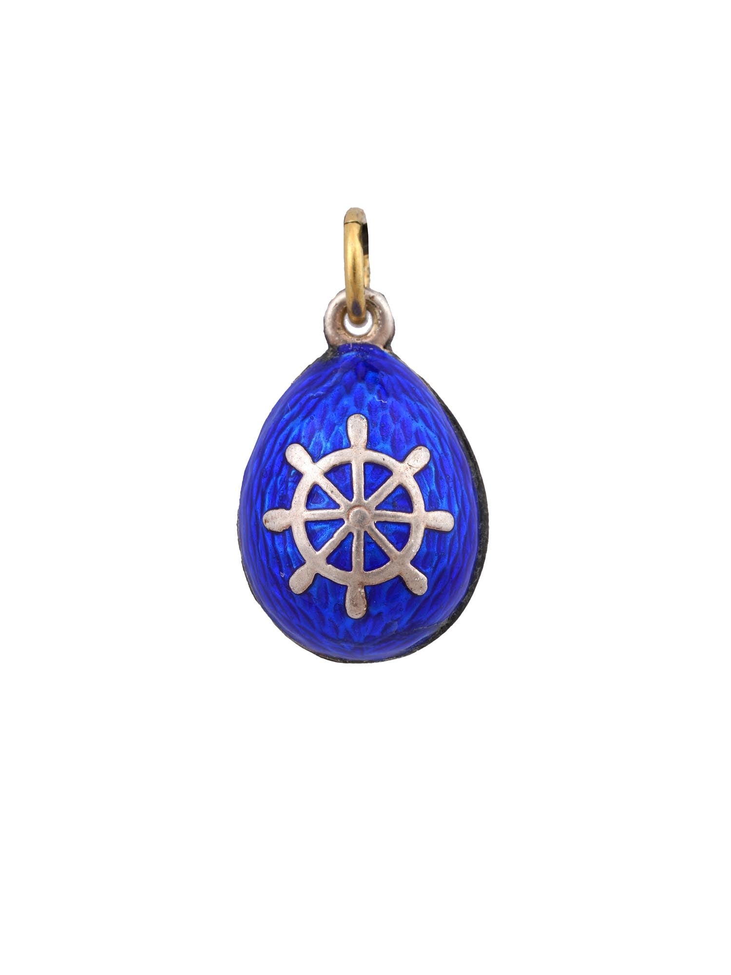 RUSSIAN 84 SILVER ENAMEL NAVY EASTER EGG PENDANT (1 of 4)
