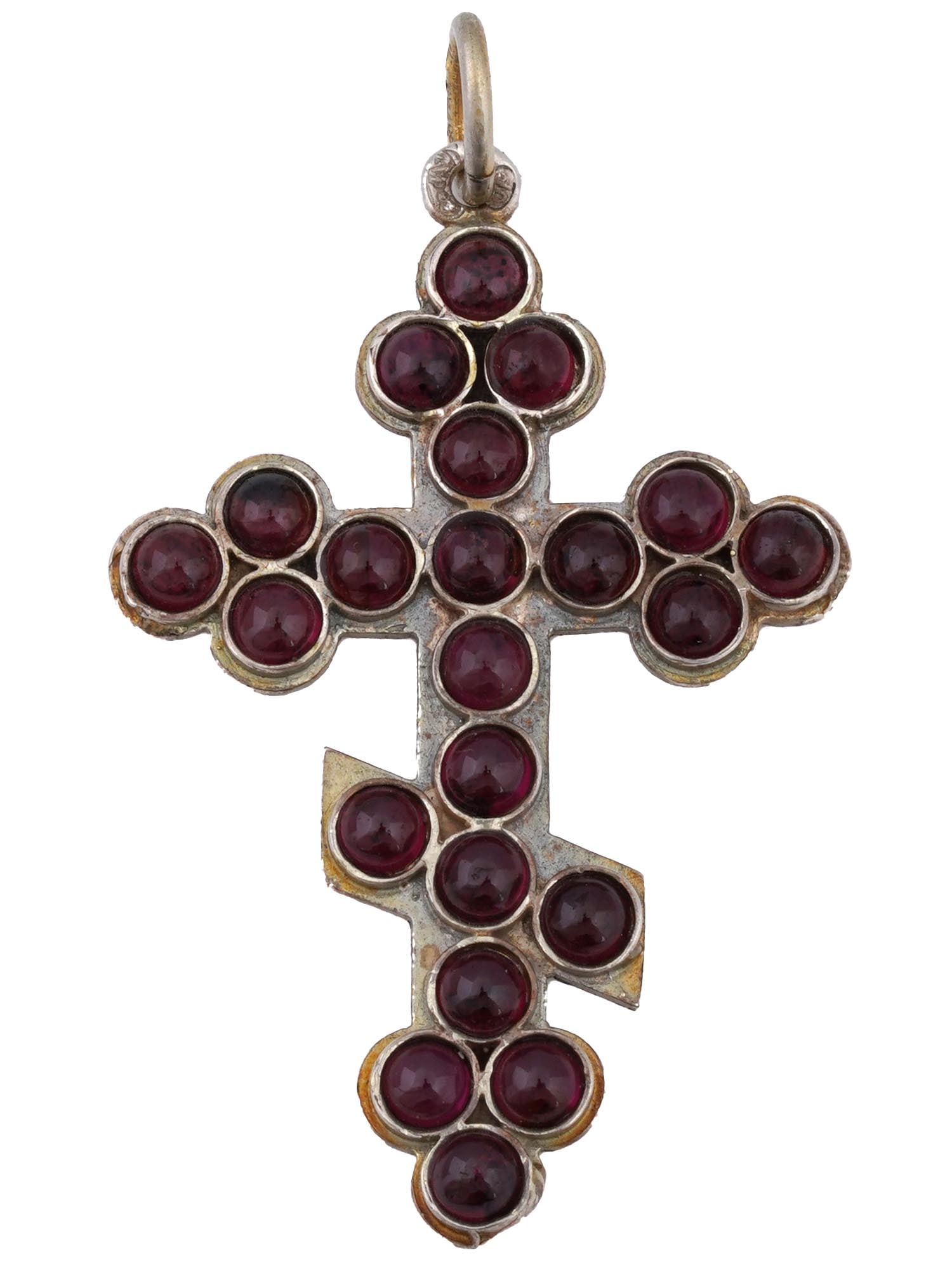 RUSSIAN 88 SILVER GARNET ORTHODOX CROSS PENDANT (1 of 3)