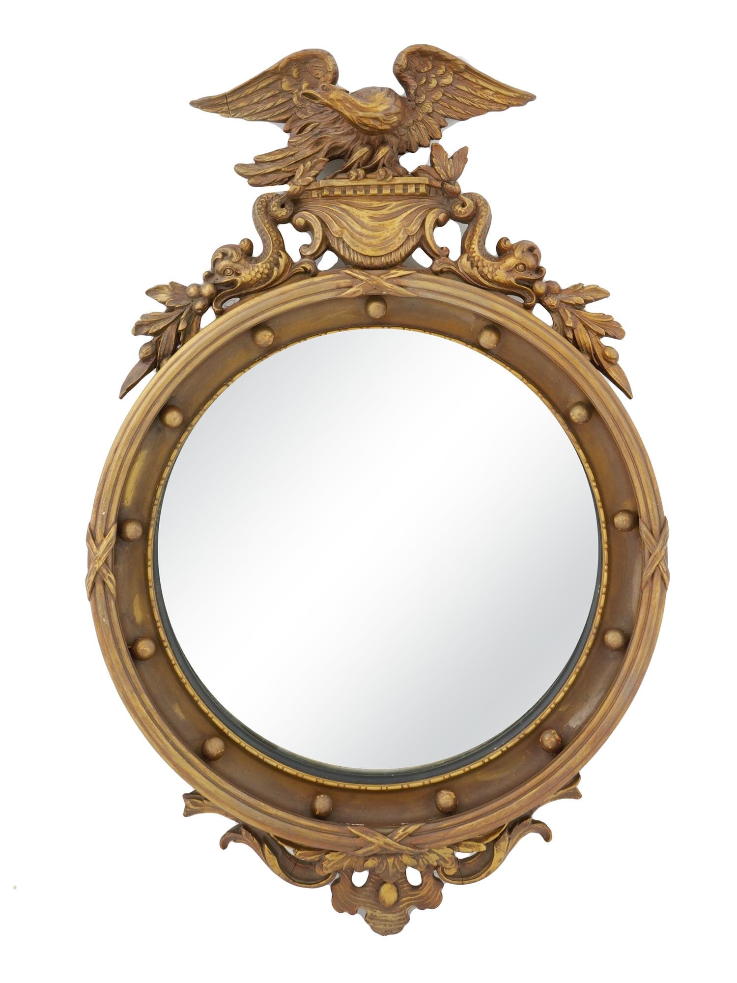 ANTIQUE AMERICAN MIRROR WITH GILT FRAME AND EAGLE (1 of 5)