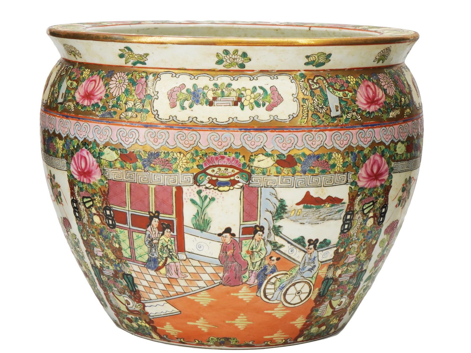 ANTIQUE CHINESE FAMILLE ROSE PORCELAIN PLANTER POT (1 of 6)