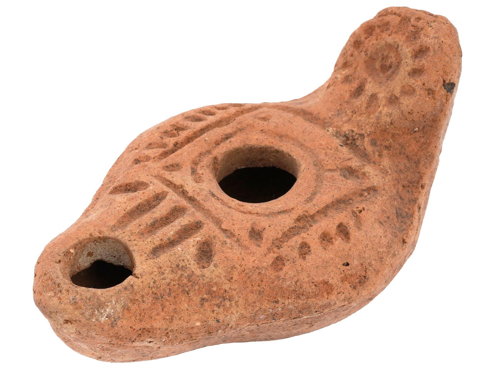 ANCIENT ROMAN EMPIRE UNGLAZED TERRACOTTA OIL LAMP (1 of 7)