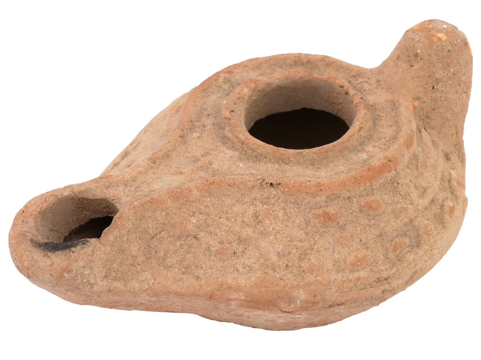 ANCIENT BYZANTINE UNGLAZED TERRACOTTA OIL LAMP (1 of 7)