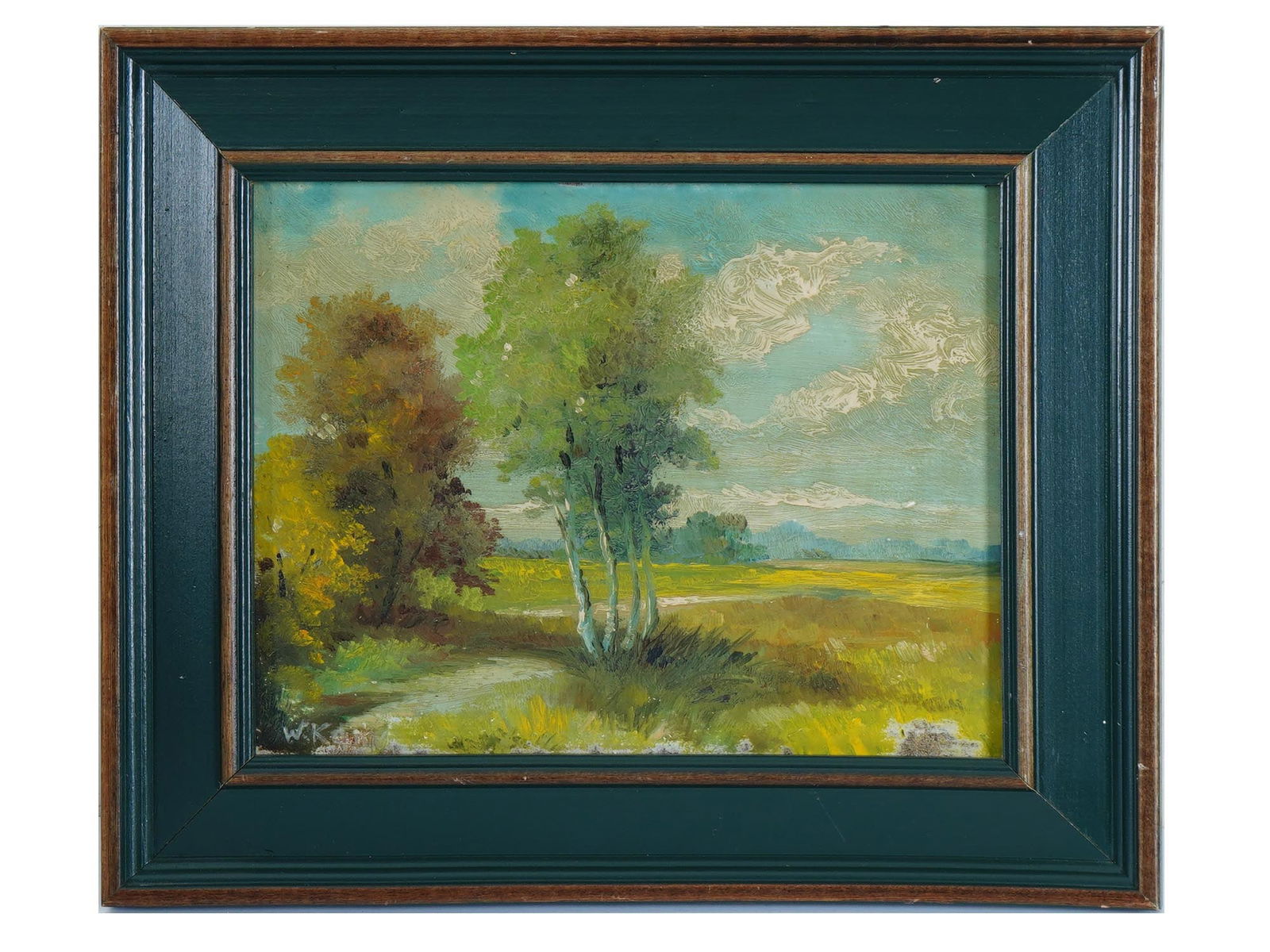 ATTR TO WOLF KAHN GERMAN LANDSCAPE OIL PAINTING: Attributed to Wolf Kahn, German, American, 1927 to 2020, oil painting on masonite board depicting a forest landscape. Signed lower left. Framed. Wolf Kahn was born in Germany in 1927 and found his way