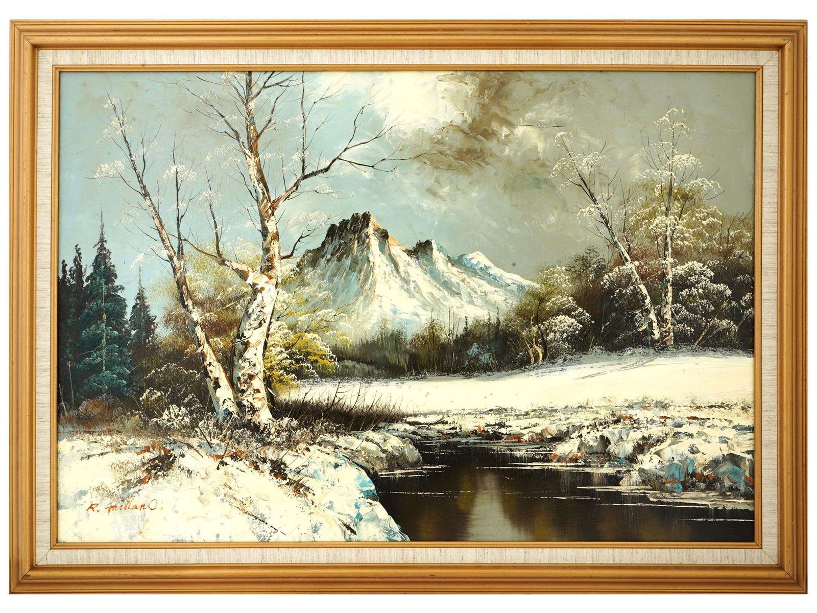 R MILLANO WINTER LANDSCAPE OIL PAINTING (1 of 6)