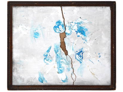 ATTR TO SHOZO SHIMAMOTO JAPANESE MIXED MEDIA PAINTING: Attributed to Shozo Shimamoto, Japanese, 1928 to 2013, a mixed media painting on canvas depicting an abstract composition. Probably signed upper right. Framed. Shozo Shimamoto was a Japanese artist. H