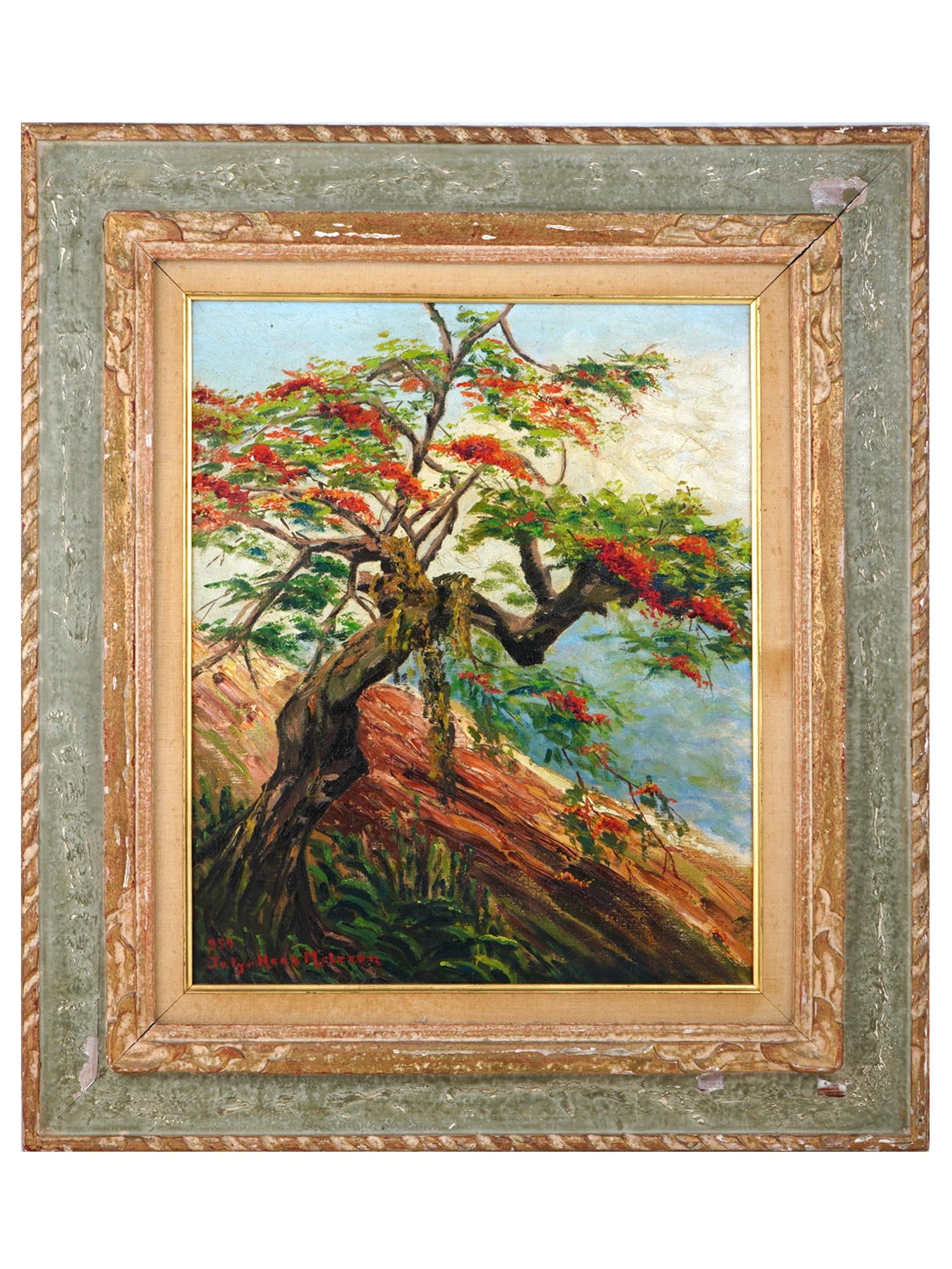 MID CENT LATIN AMERICAN OIL PAINTING SIGNED MALEZON (1 of 4)