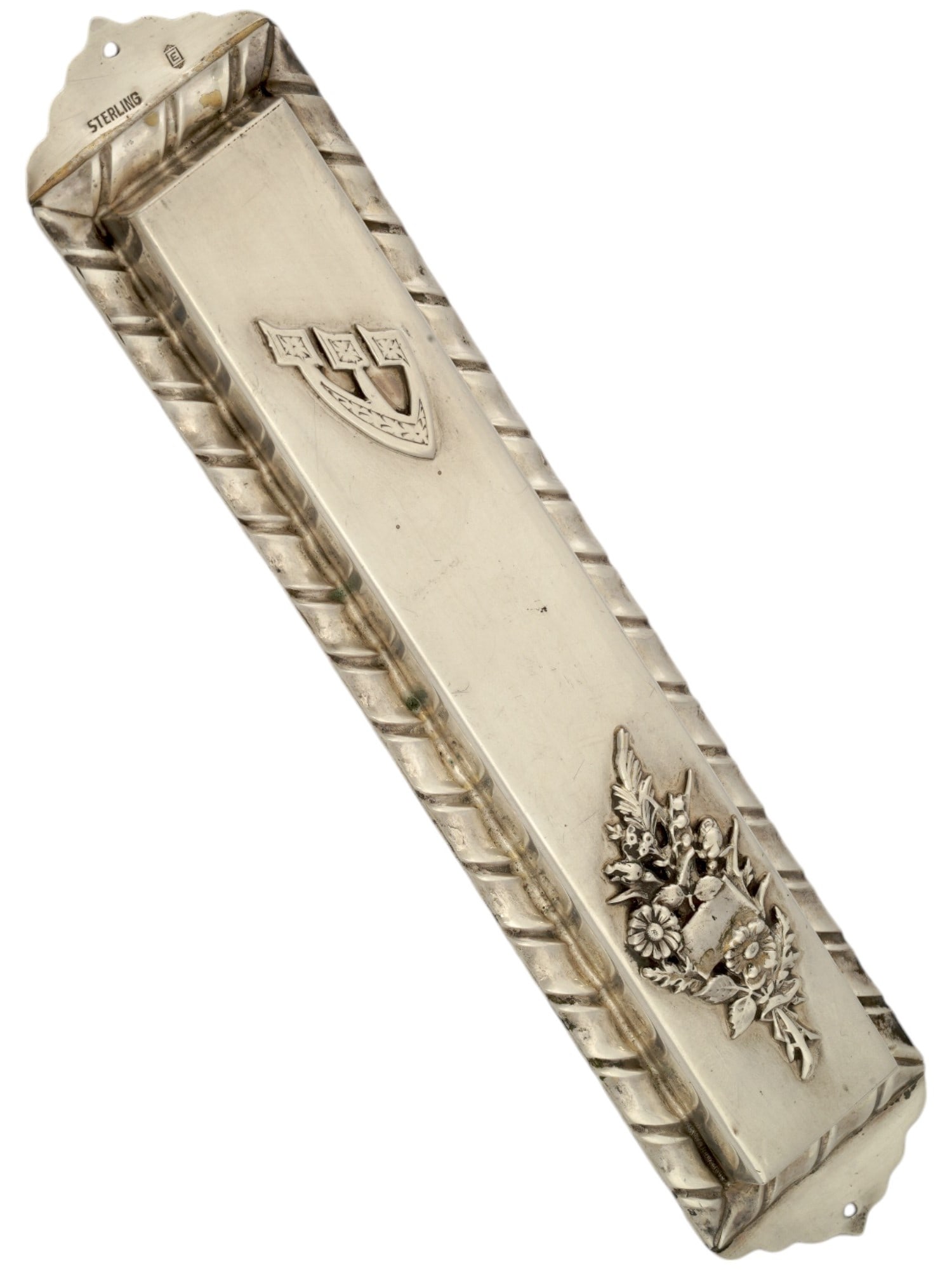 VINTAGE STERLING SILVER MEZUZAH JUDAICA FLORAL MOTIF (1 of 5)