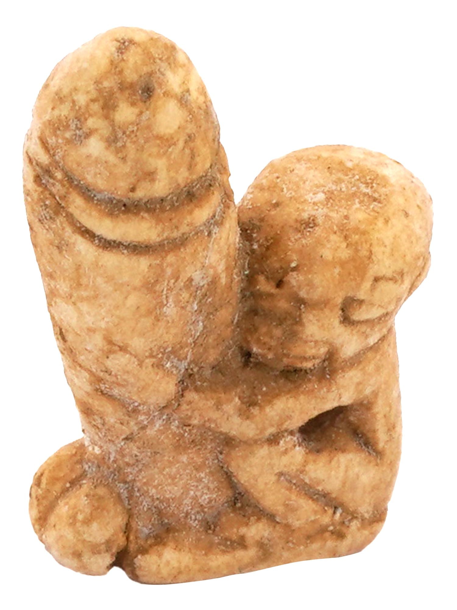 ANCIENT EGYPTIAN EROTIC AMULET FIGURINE PENDANT: An ancient Egyptian erotic amulet figurine pendant. Late period, circa 700 to 200 BC. Ancient Egyptian Amulet Wares, Museum Pieces And Jewelry Collectibles. Dimensions: L 1/4 in. All measurements are 