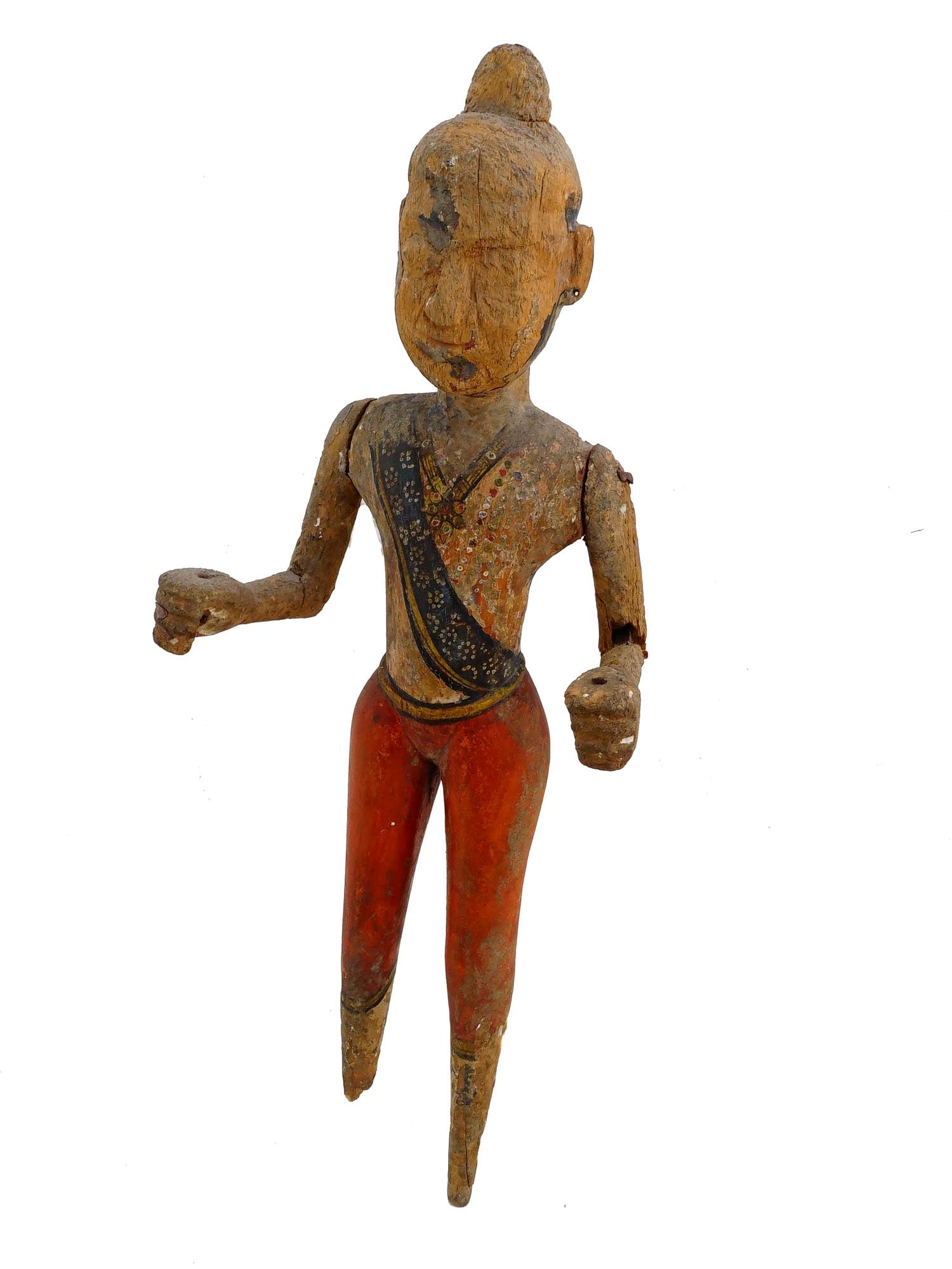 1200 AD ANCIENT ASIAN HAND CARVED COLOR WOODEN DOLL (1 of 7)