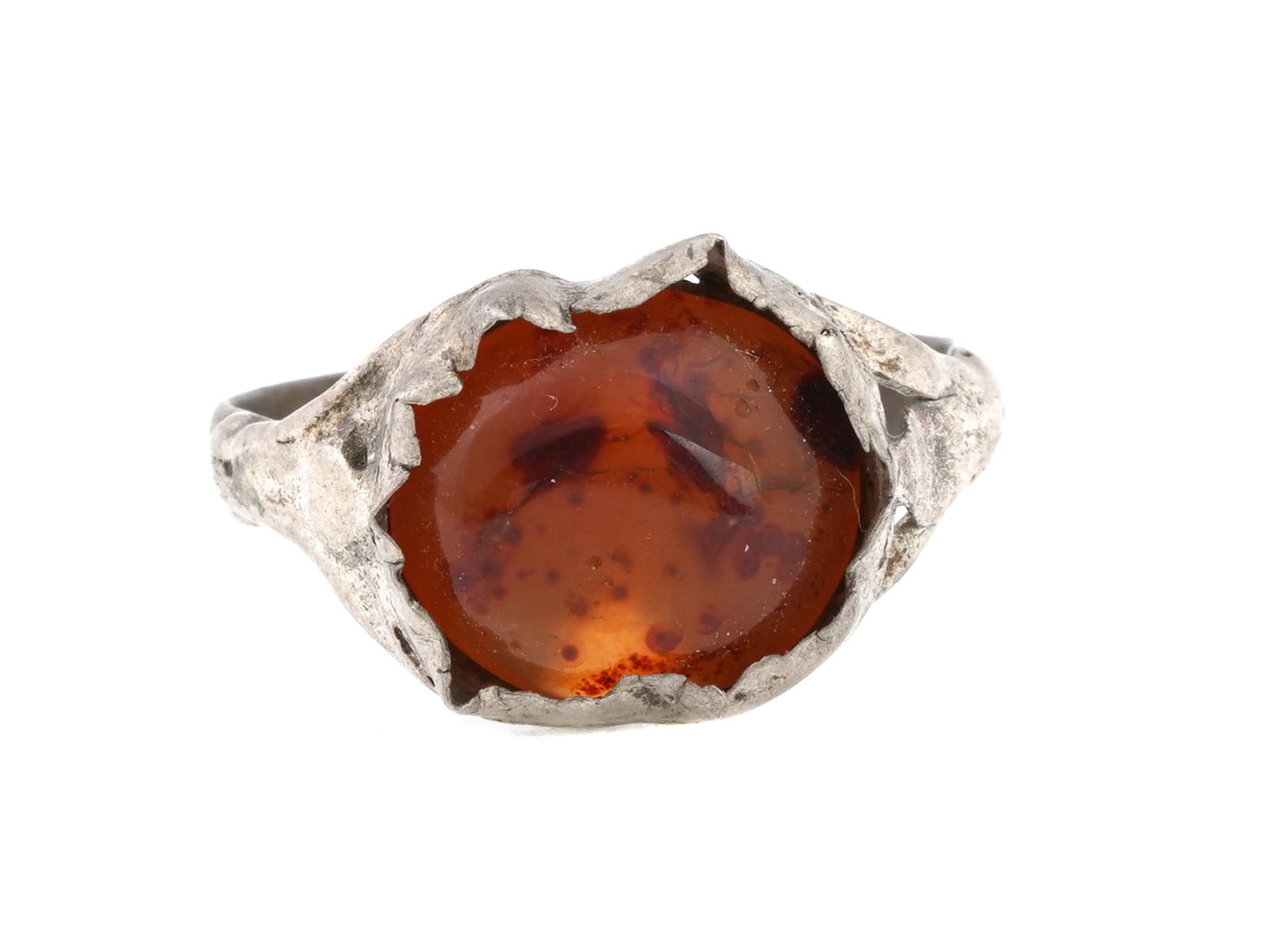 ANCIENT ROMAN SILVER RING WITH CARNELIAN STONE (1 of 4)