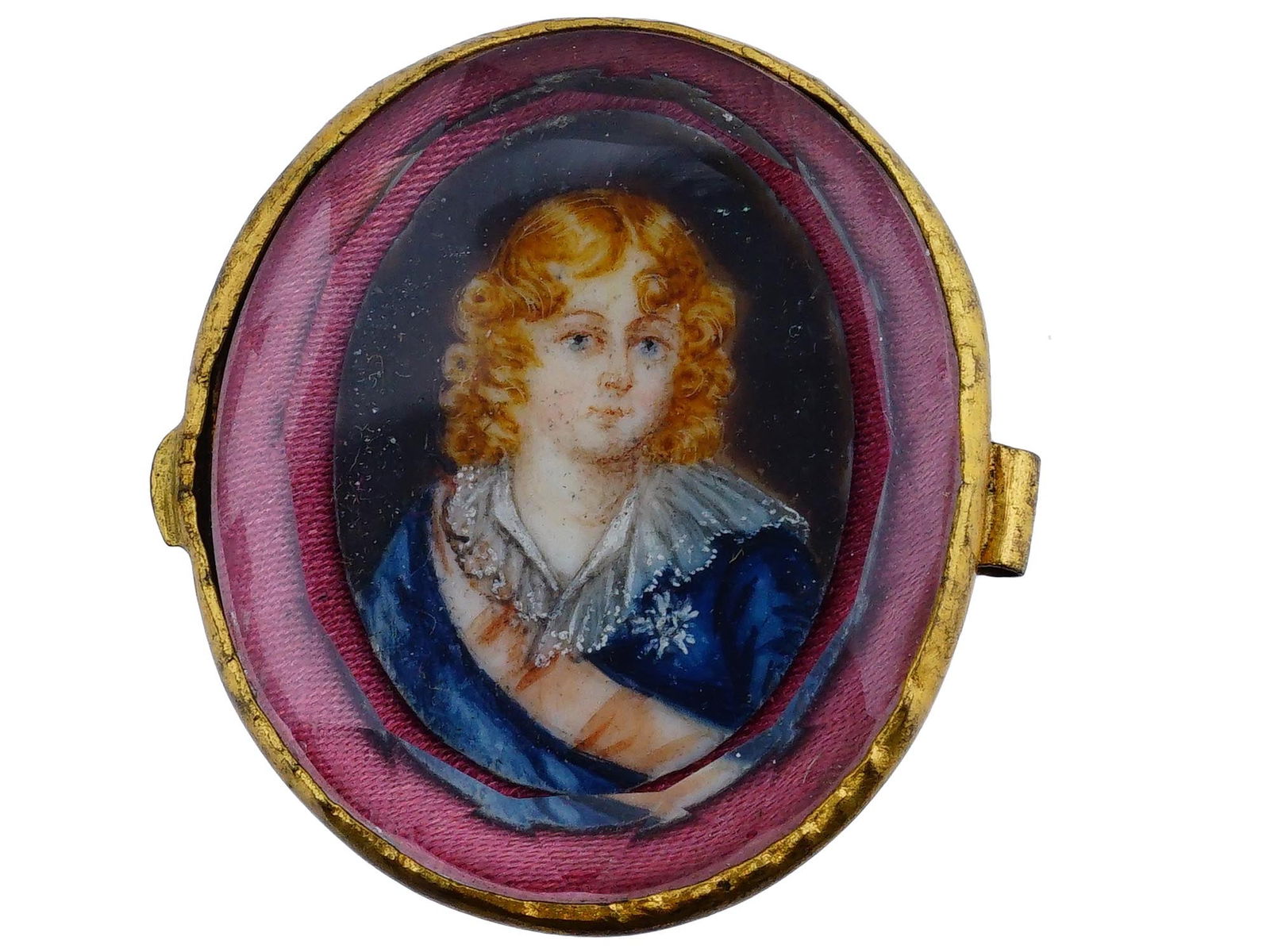 ANTIQUE FRENCH 19TH C MINIATURE PORTRAIT LOCKET PENDANT (1 of 8)