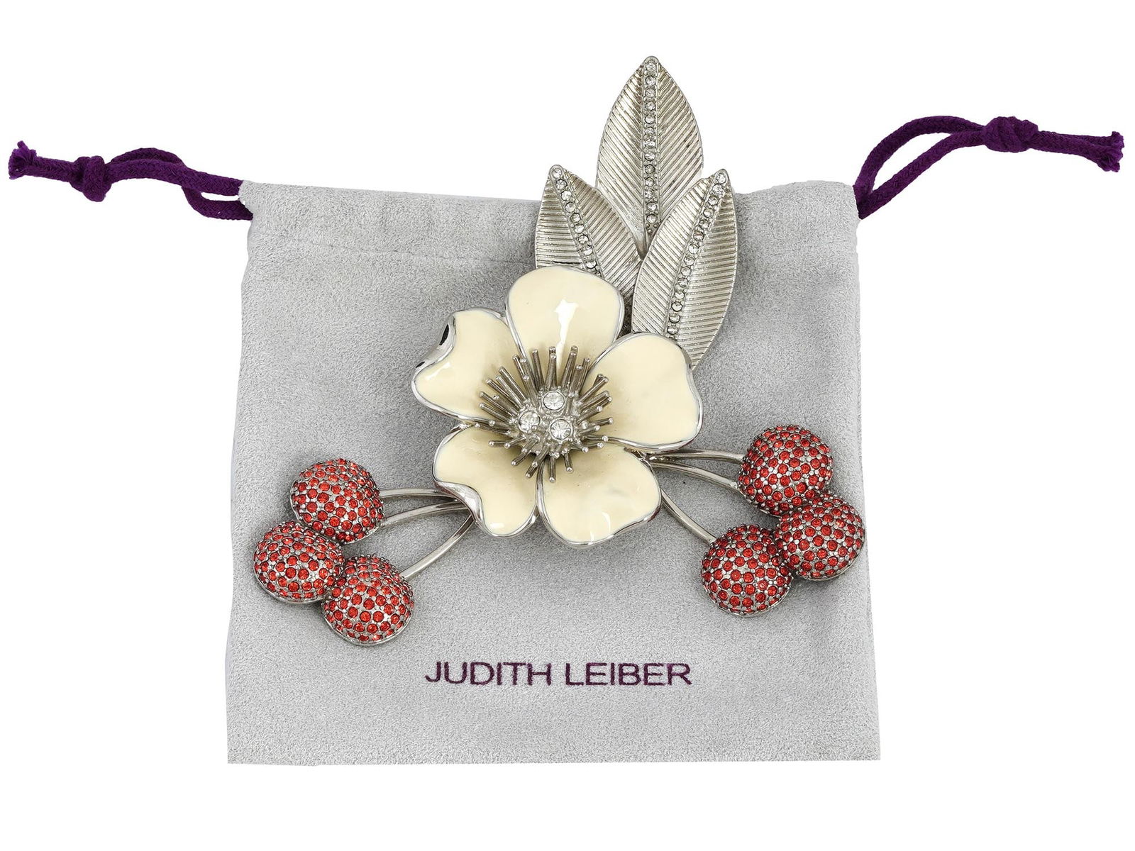 AMERICAN JUDITH LEIBER FLORAL DESIGN CRYSTALS BROOCH (1 of 4)