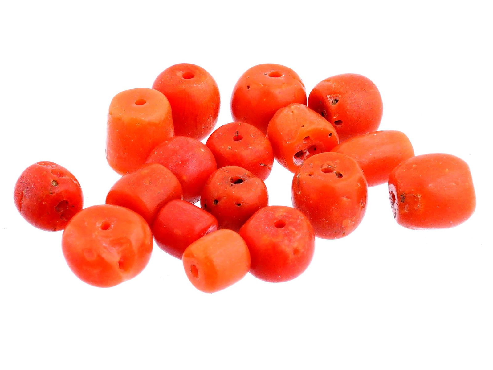 COLLECTION OF ASSORTED HAND CARVED RED CORAL BEADS (1 of 3)