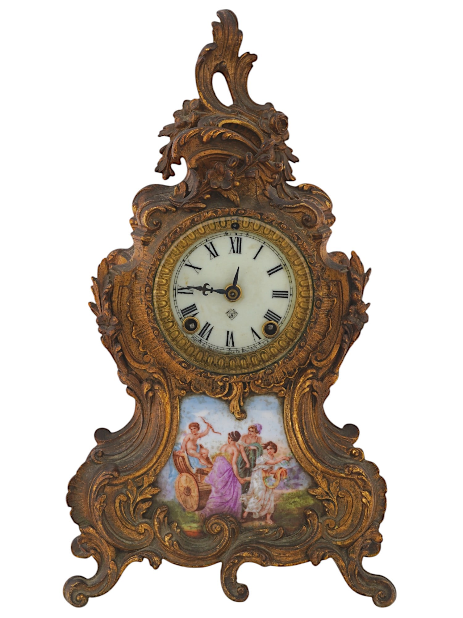 ANTIQUE AMERICAN ANSONIA TRIANON BRONZE MANTEL CLOCK (1 of 11)