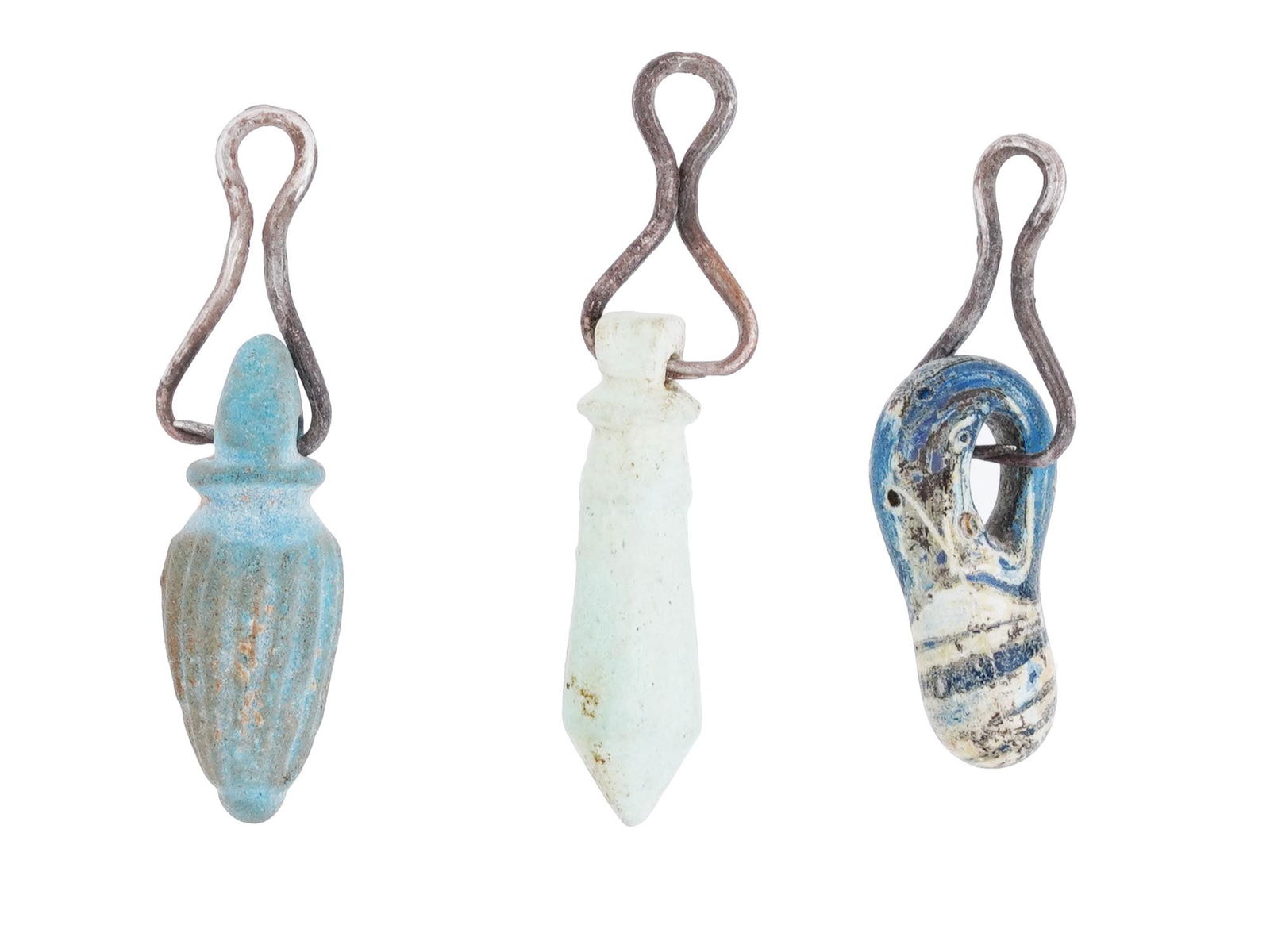 ANCIENT EGYPTIAN LATE PERIOD FAIENCE AND GLASS PENDANTS (1 of 3)
