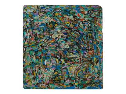 IN STYLE OF MILTON RESNICK AMERICAN ABSTRACT PAINTING: In the style of Milton Resnick, American, 1917 to 2004, an oil painting on board depicting an abstract composition. Signed and dated 1958 to the back. Milton Resnick was an artist noted for abstract p
