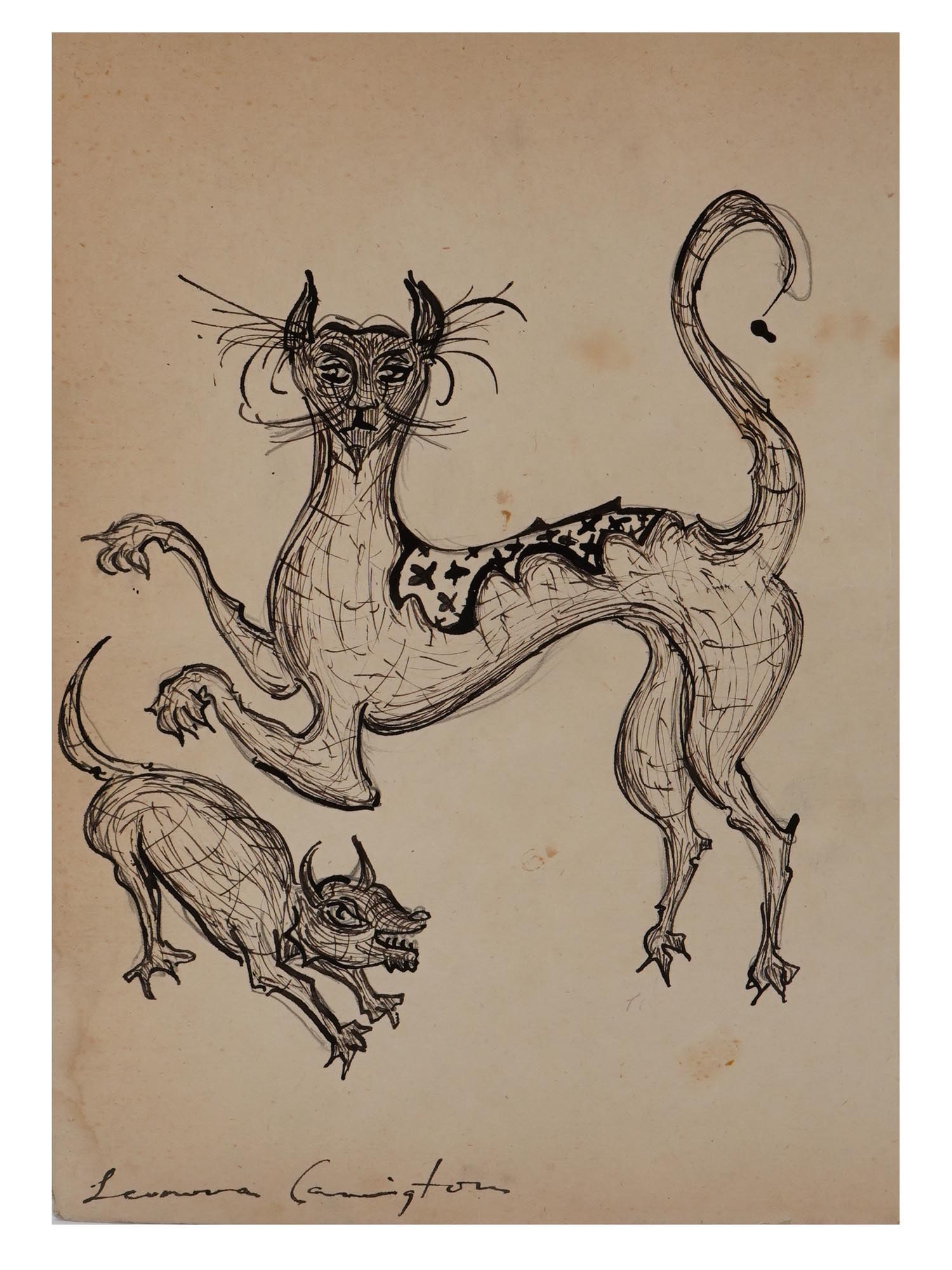 LEONORA CARRINGTON MEXICAN SURREALIST INK PAINTING (1 of 4)