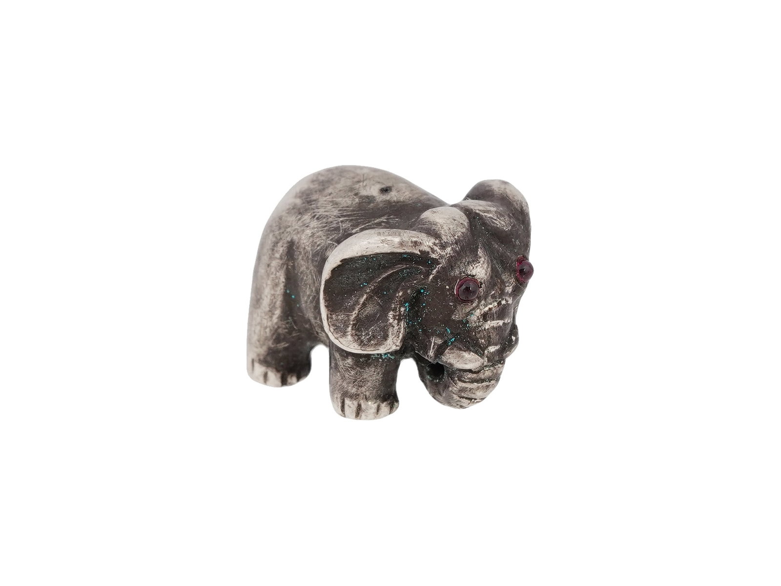 RUSSIAN SOLID SILVER ELEPHANT FIGURINE WITH RUBY EYES (1 of 8)