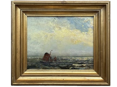 ANTIQUE IMPRESSIONISM SCHOOL SEASCAPE OIL PAINTING