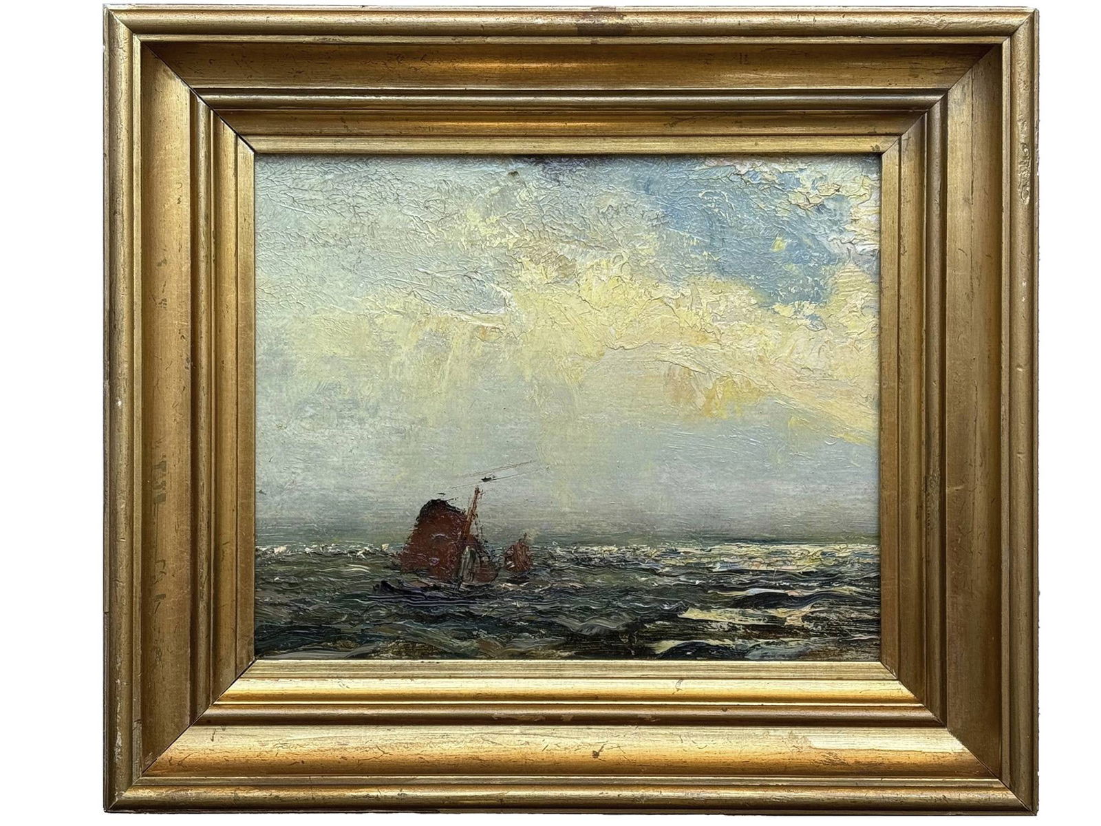 ANTIQUE IMPRESSIONISM SCHOOL SEASCAPE OIL PAINTING (1 of 3)