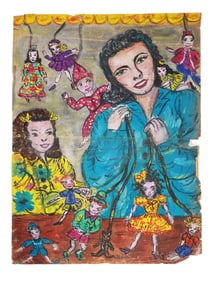 ATTR TO DAVID BURLIUK RUSSIAN MIXED MEDIA PAINTING