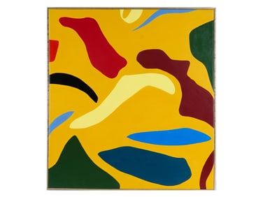 ABSTRACT AMERICAN OIL PAINTING SIGNED RAYMOND PARKER