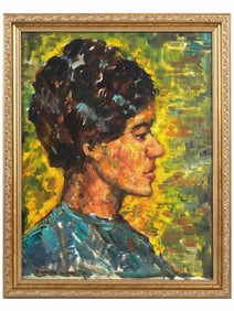 BEAUFORD DELANEY MANNER WOMAN PORTRAIT OIL PAINTING