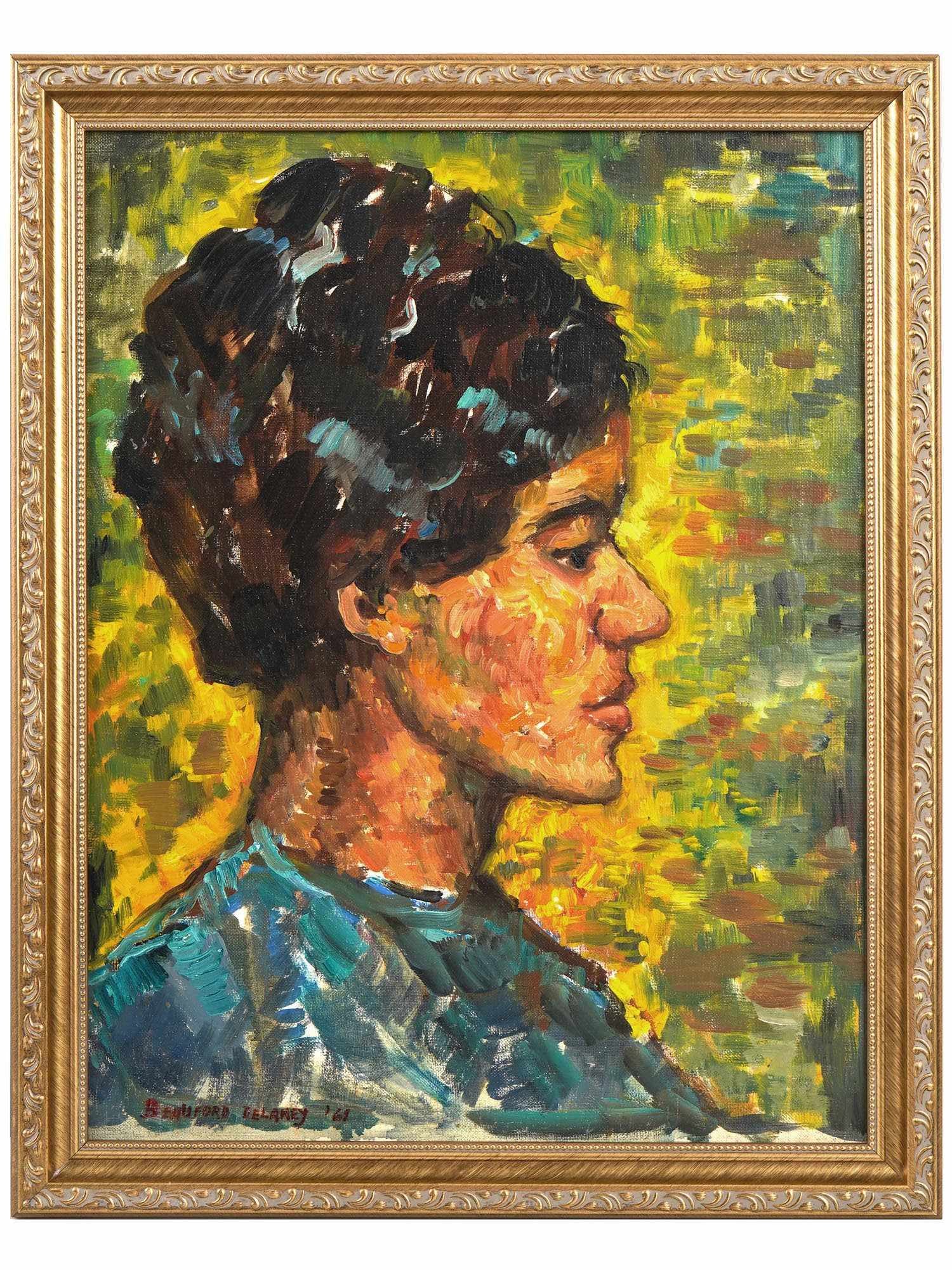 BEAUFORD DELANEY MANNER WOMAN PORTRAIT OIL PAINTING (1 of 5)